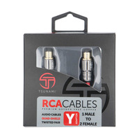 2 Female To 1 Male Y Adapter RCA Cable