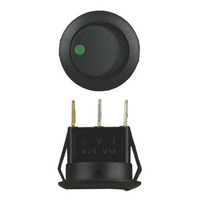 Round Rocker Switch  Green Led No Leads 20amp -  Pack of 5