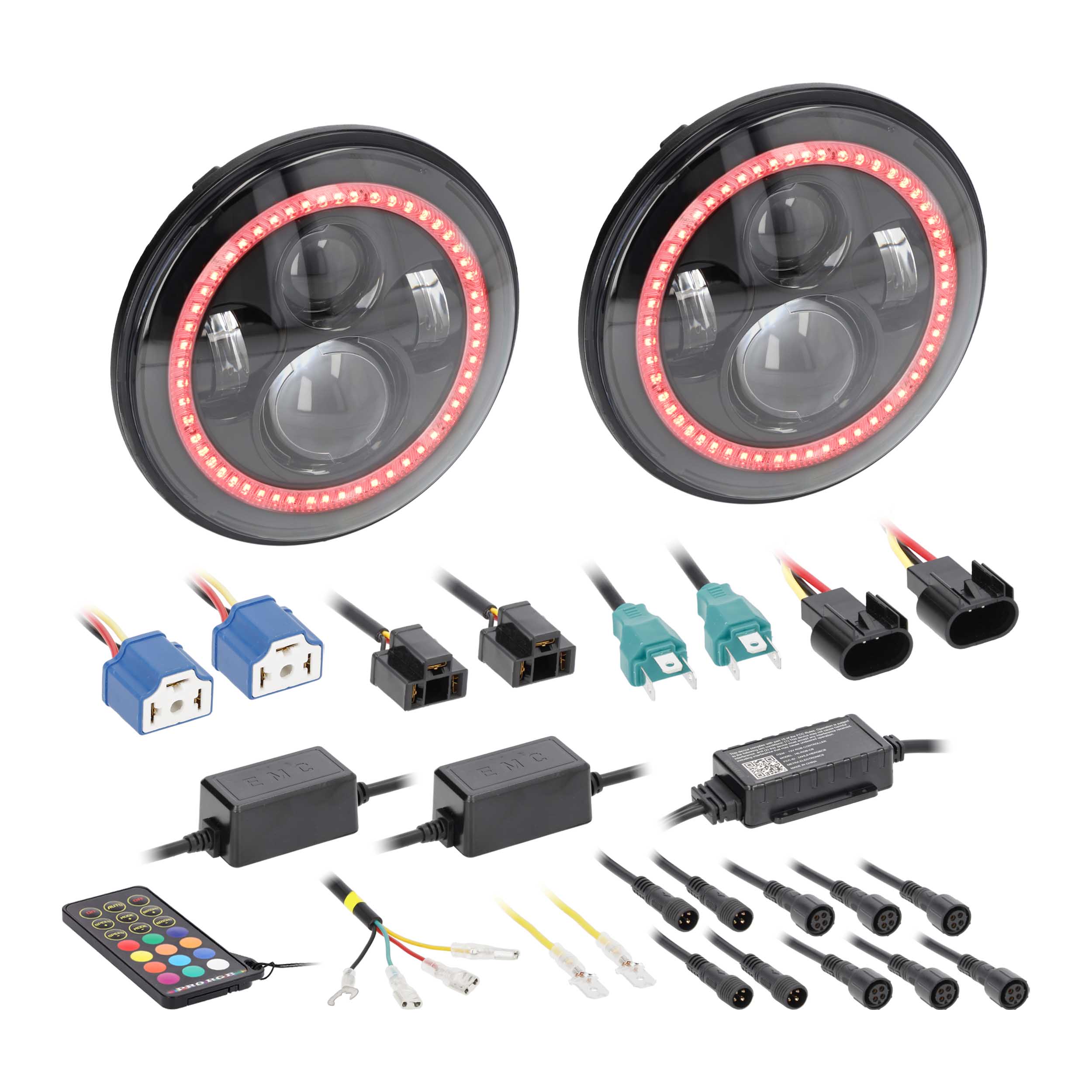 7” LED Headlights with RGB Halo - Fits Select Jeep Wrangler