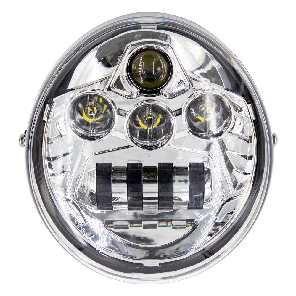 7 In 8 LED Oblong Oval Motorcycle Light - Chrome Front Face