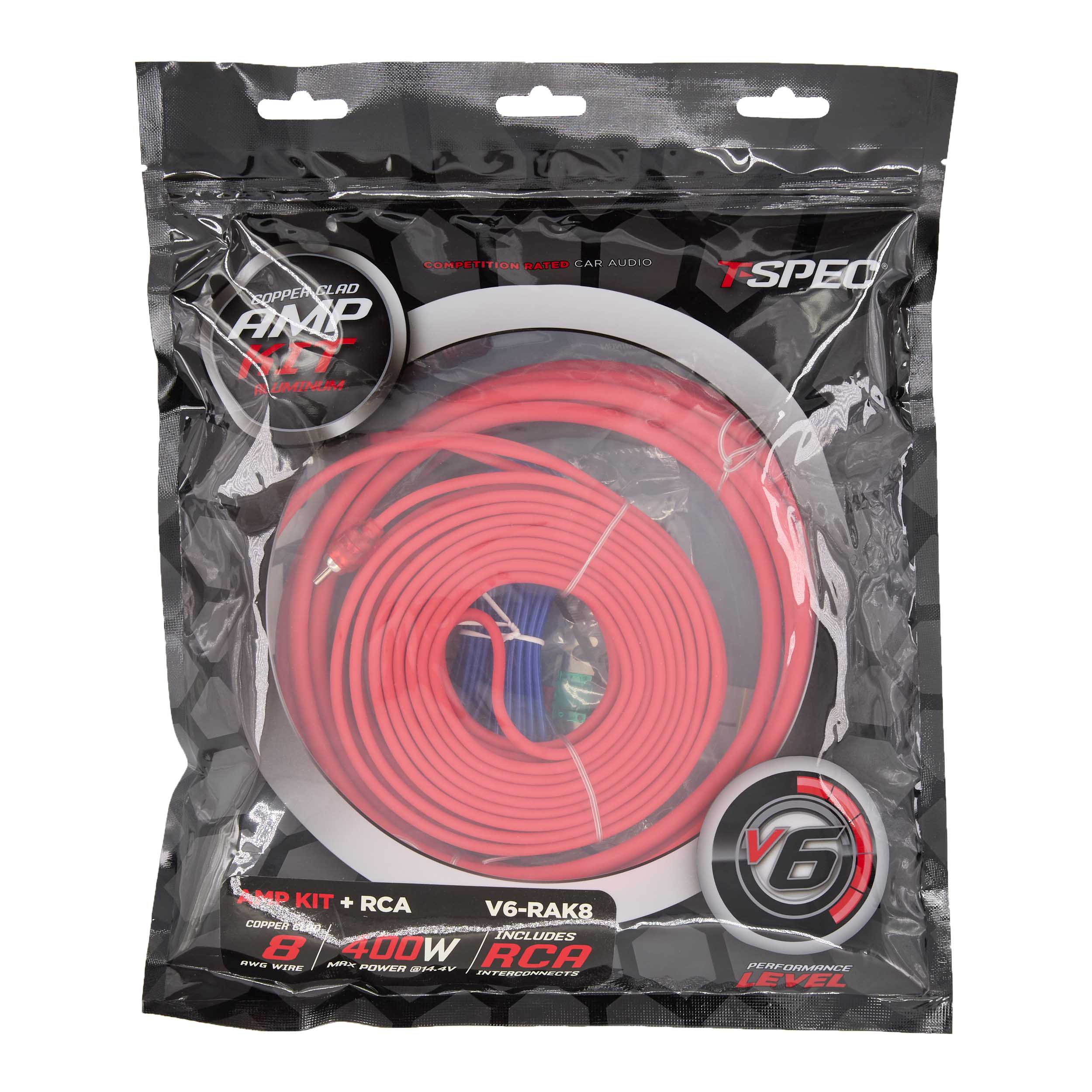T-SPEC CCA 8 AWG 400W AMP KIT WITH RCA - V6 SERIES