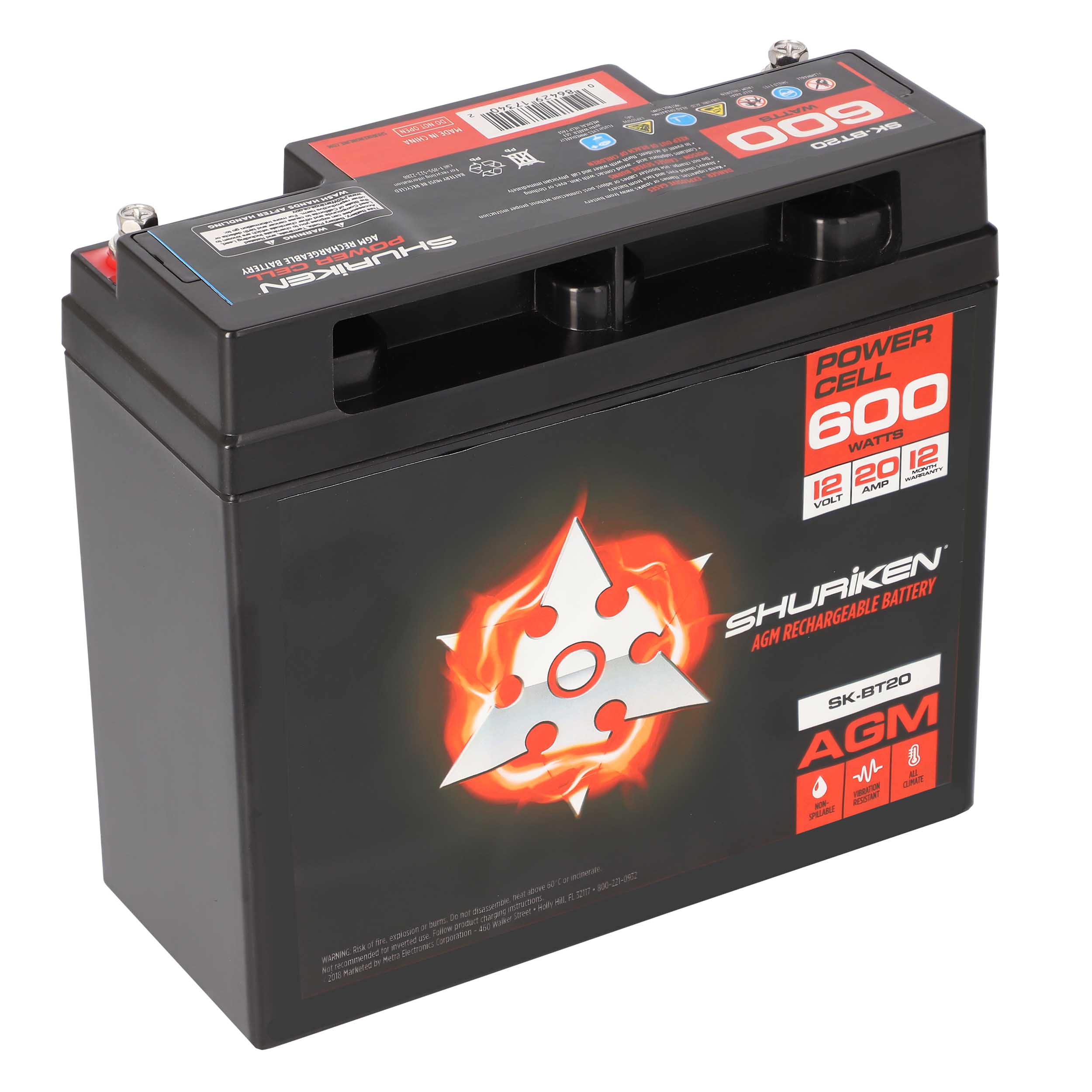 600W 20AMP Hours Compact Size AGM 12V Battery