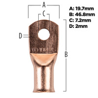 Copper Uninsulated Ring Terminal 1/0 Gauge 1/4 inch