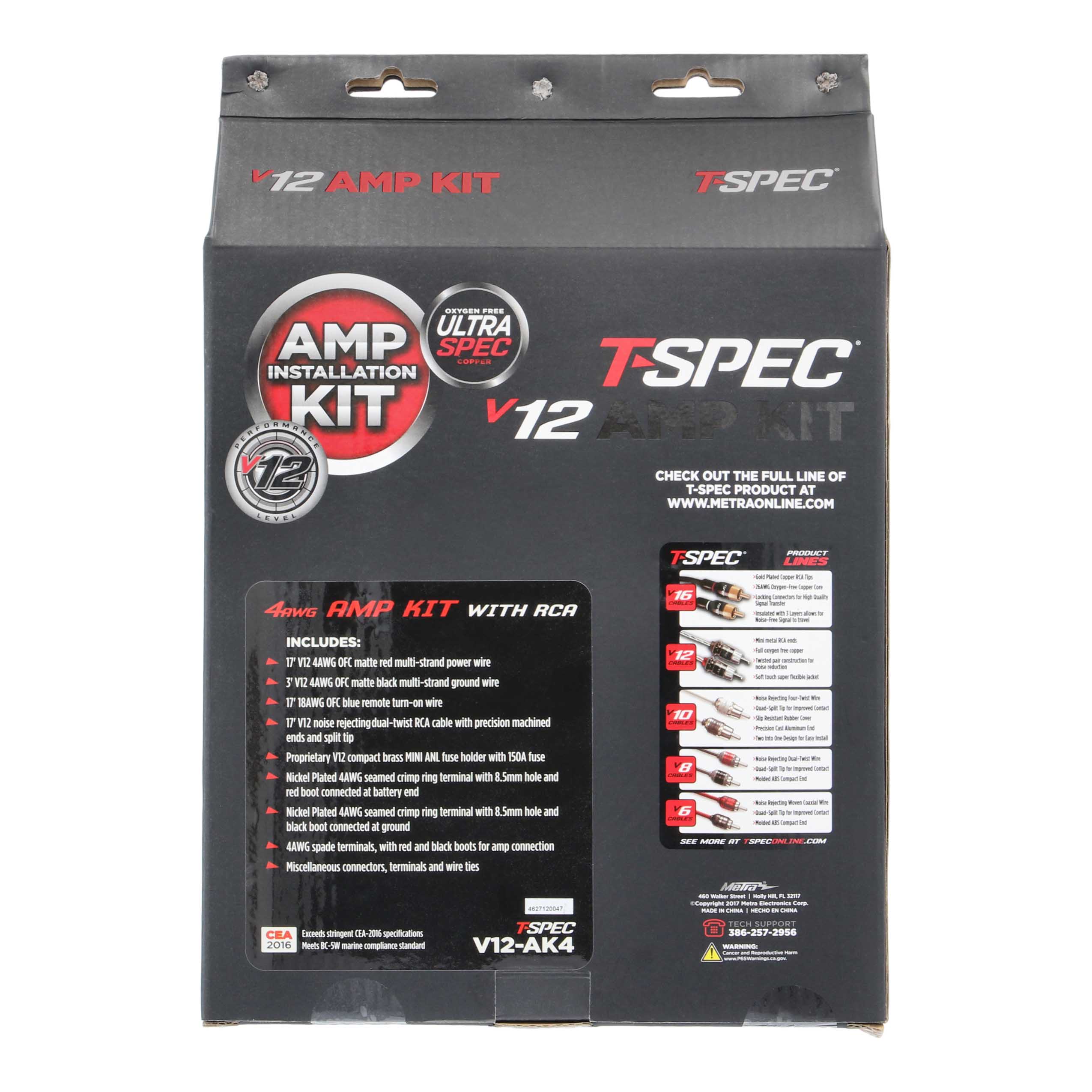 v12 4 AWG Amp Kit - 2400 W with RCA Cable