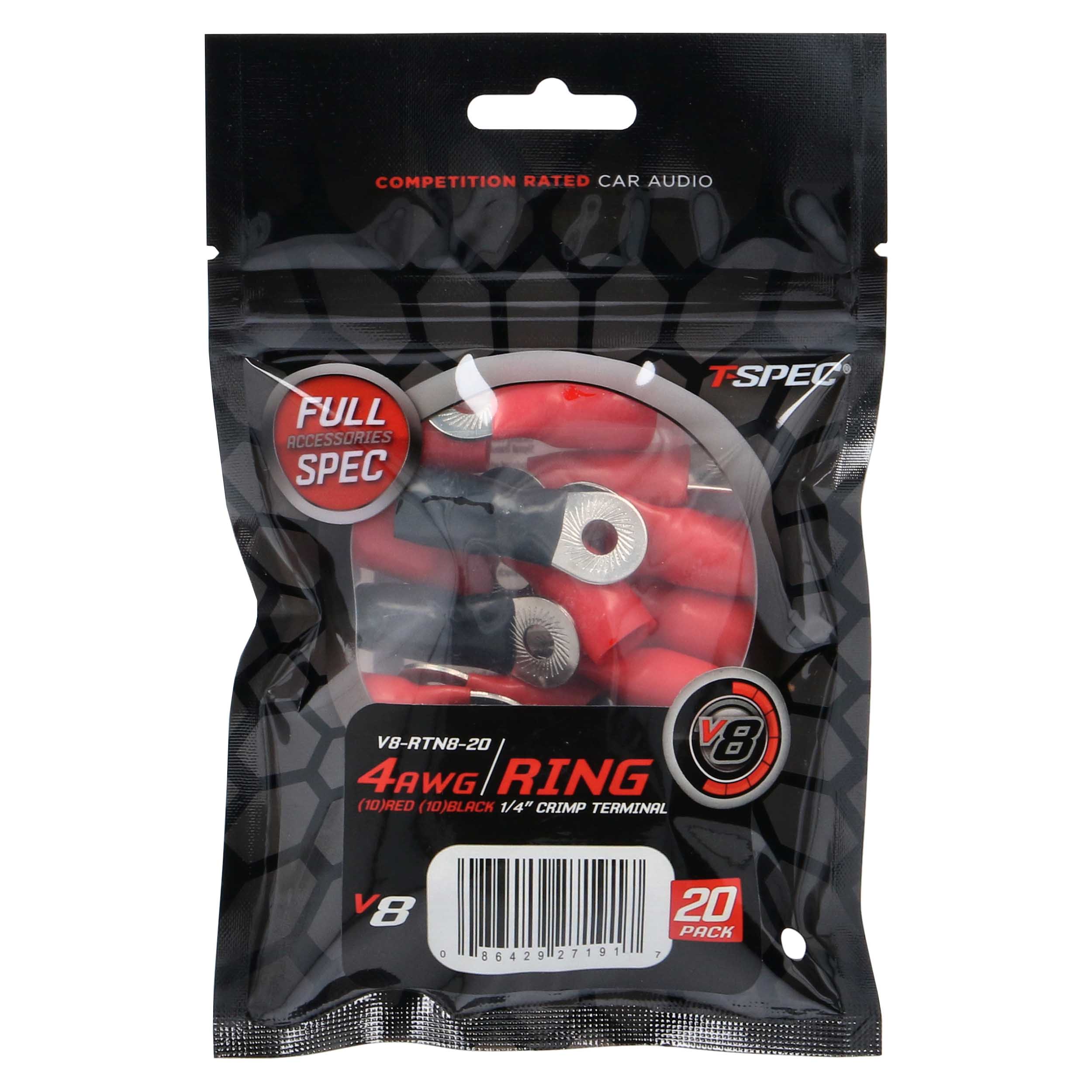 V8 Ring Terminal | 4 AWG | 1/4 in. | 20 Pack