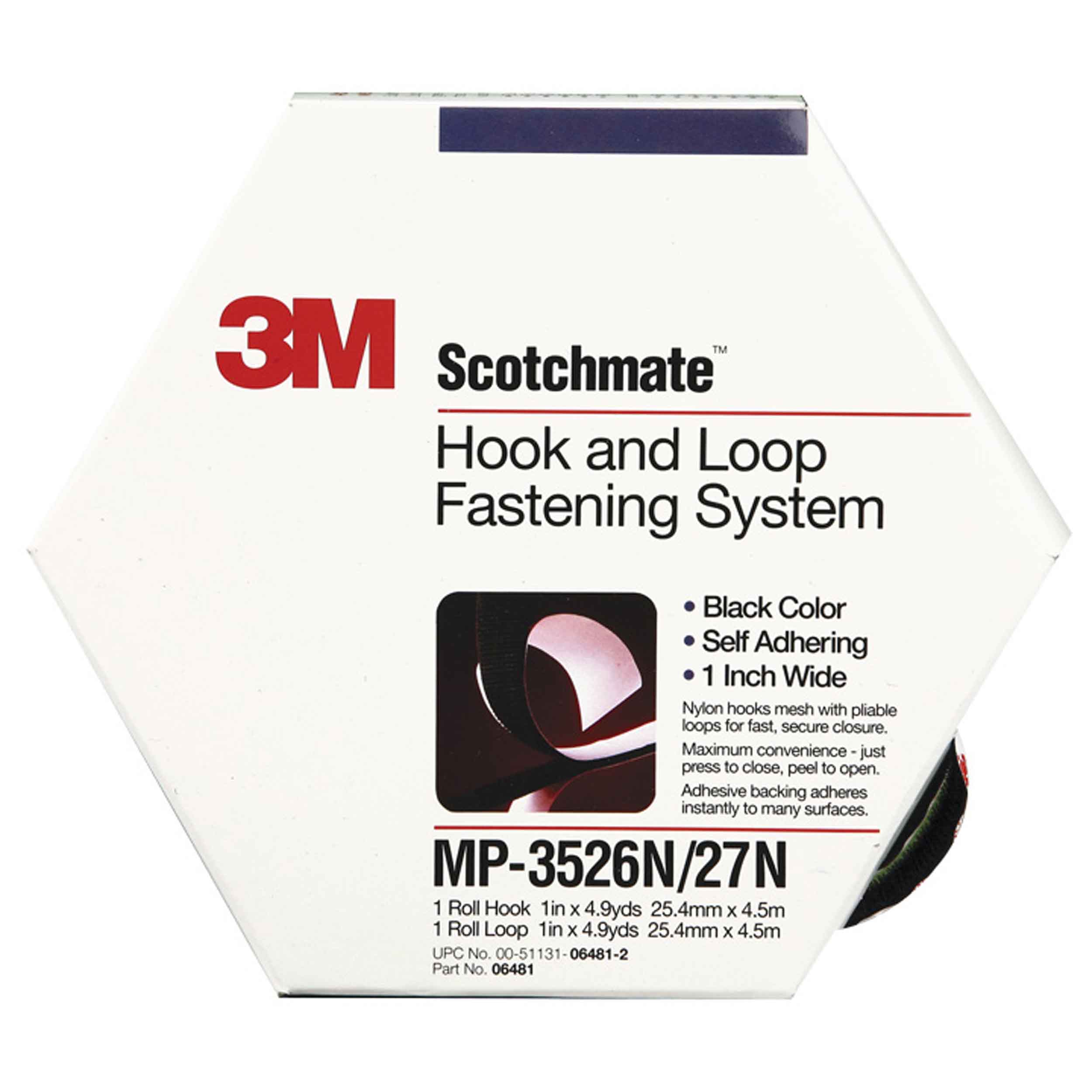 3M™ Hook and Loop - Black Display Box - 1 in x 4.9 yd