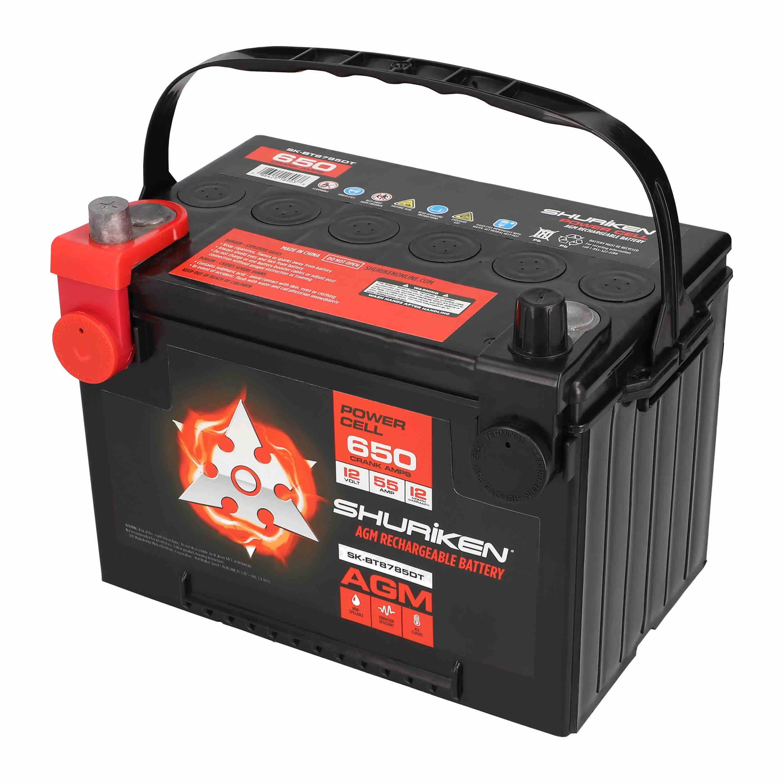 650W 55AMP Compact Dual Post AGM Battery
