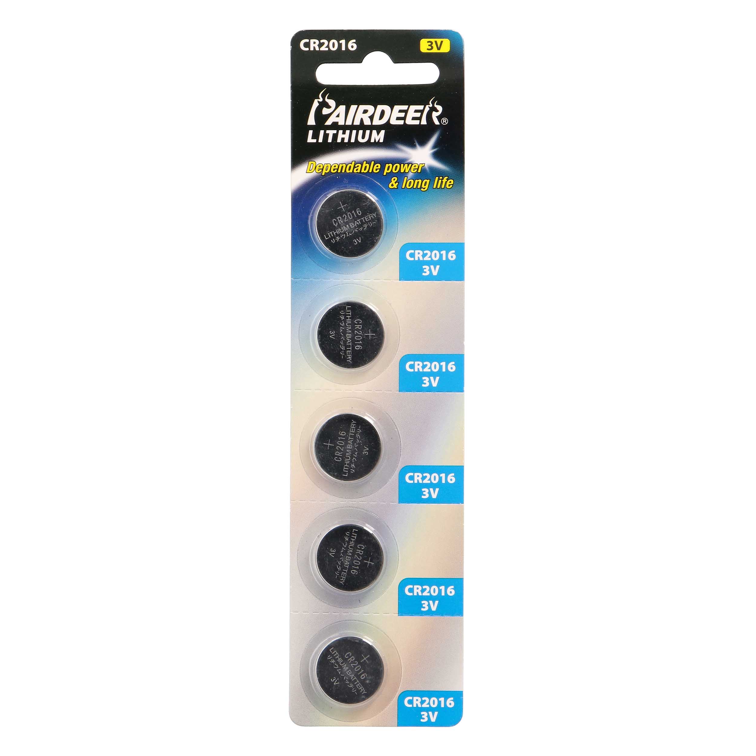 CR2016 Lithium 3-Volt Batteries - 5-Pack