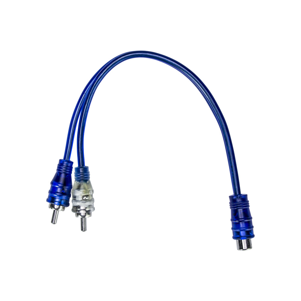 Compact End Blue RCA Cables 1 Female 2 Males 6 in - Each