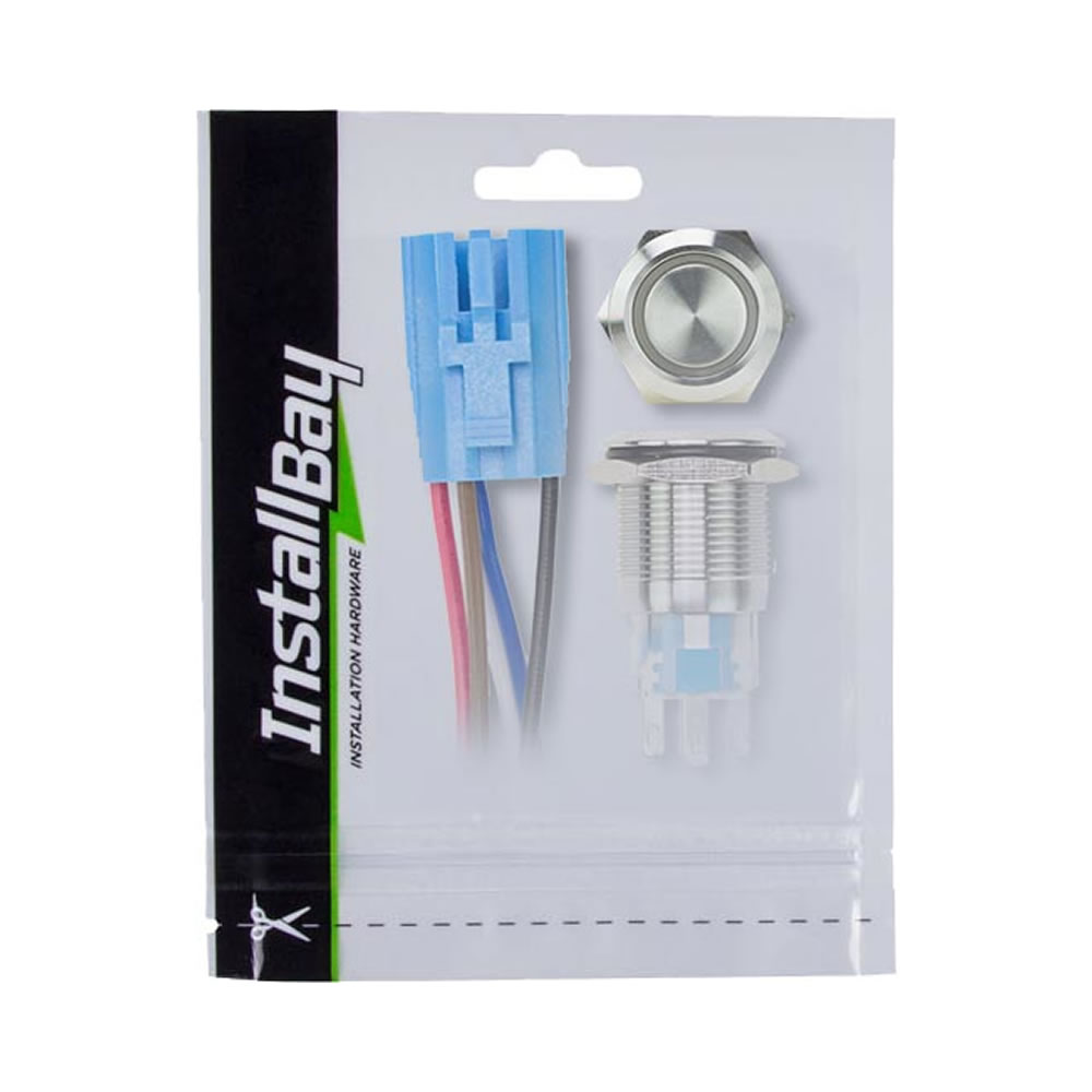 16MM Stainless Round Switch W/Latch & Harness - White