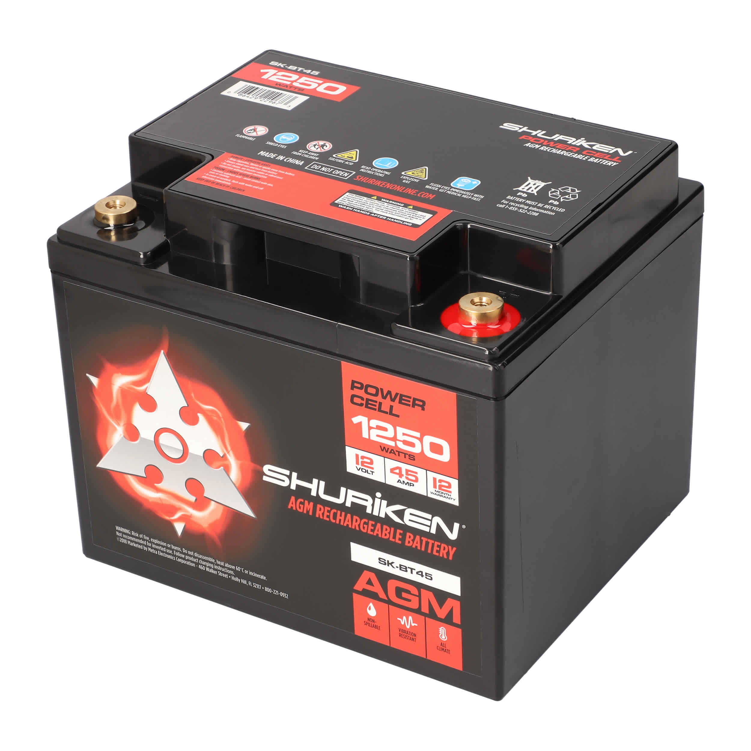 1250W 45AMP Hours Compact Size AGM 12V Battery