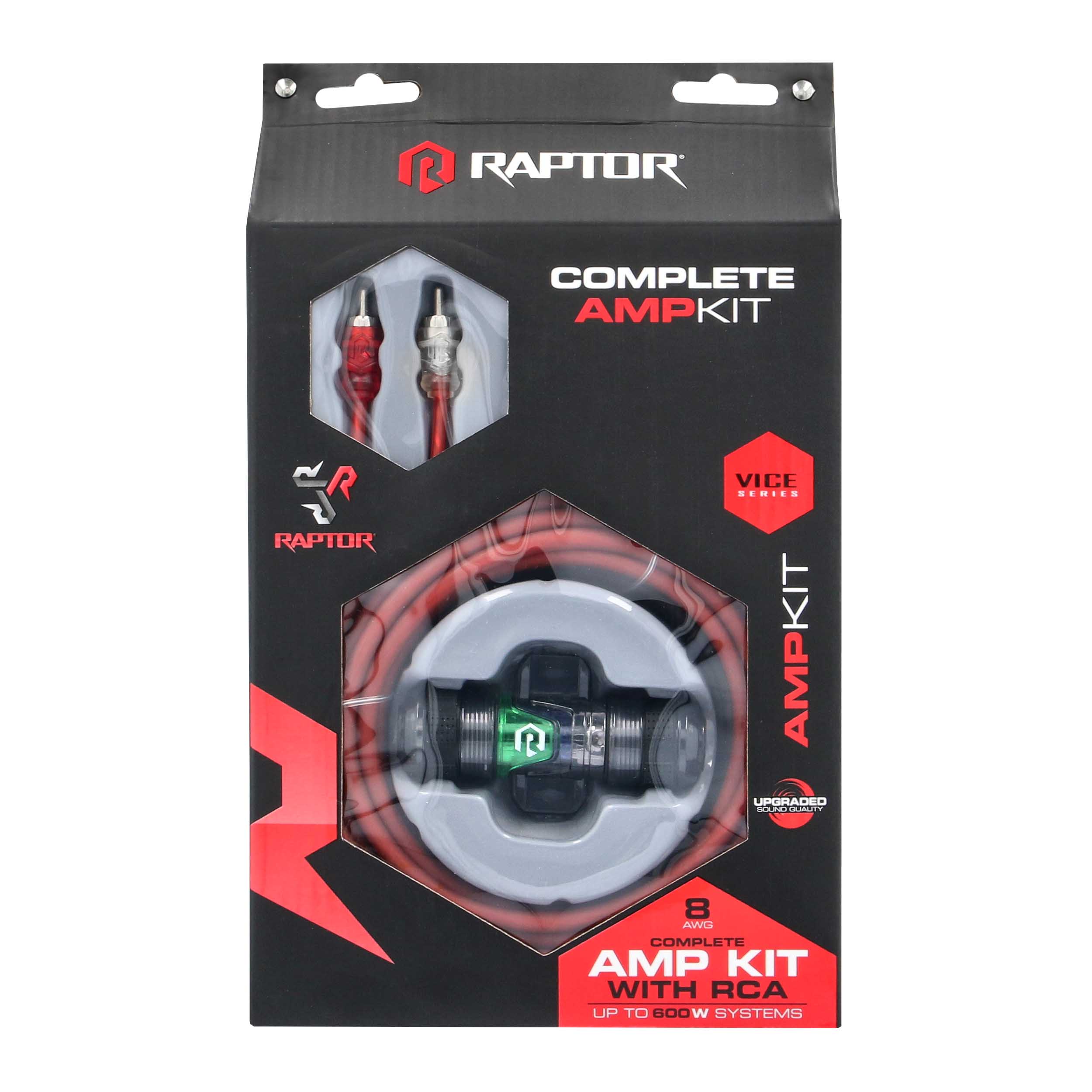 RAPTOR CCA 600W 8 AWG Amp Kit with RCA Cable - Vice Series