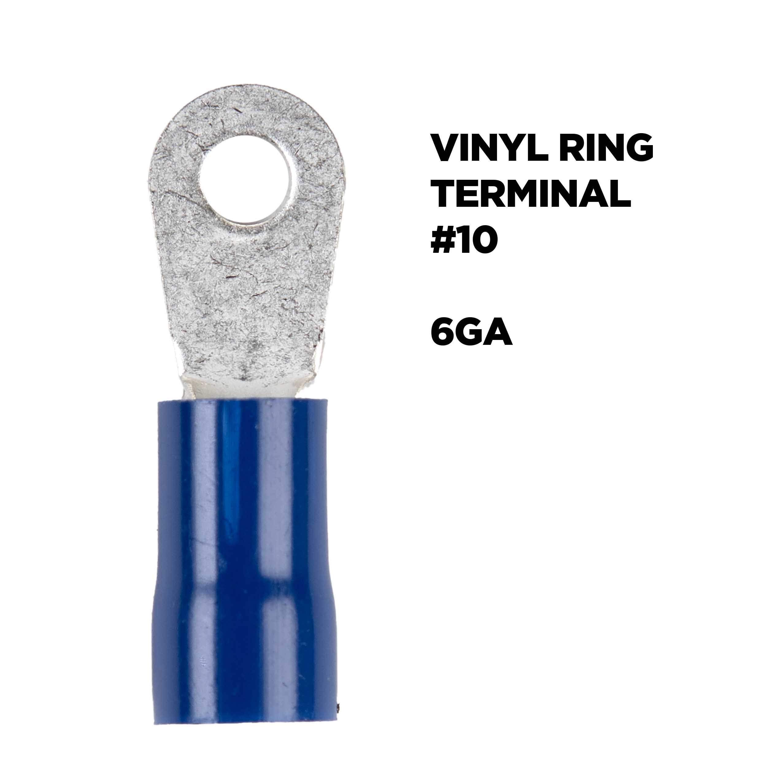 Blue Vinyl Ring Terminal 6 Gauge #10 -  Package of 25