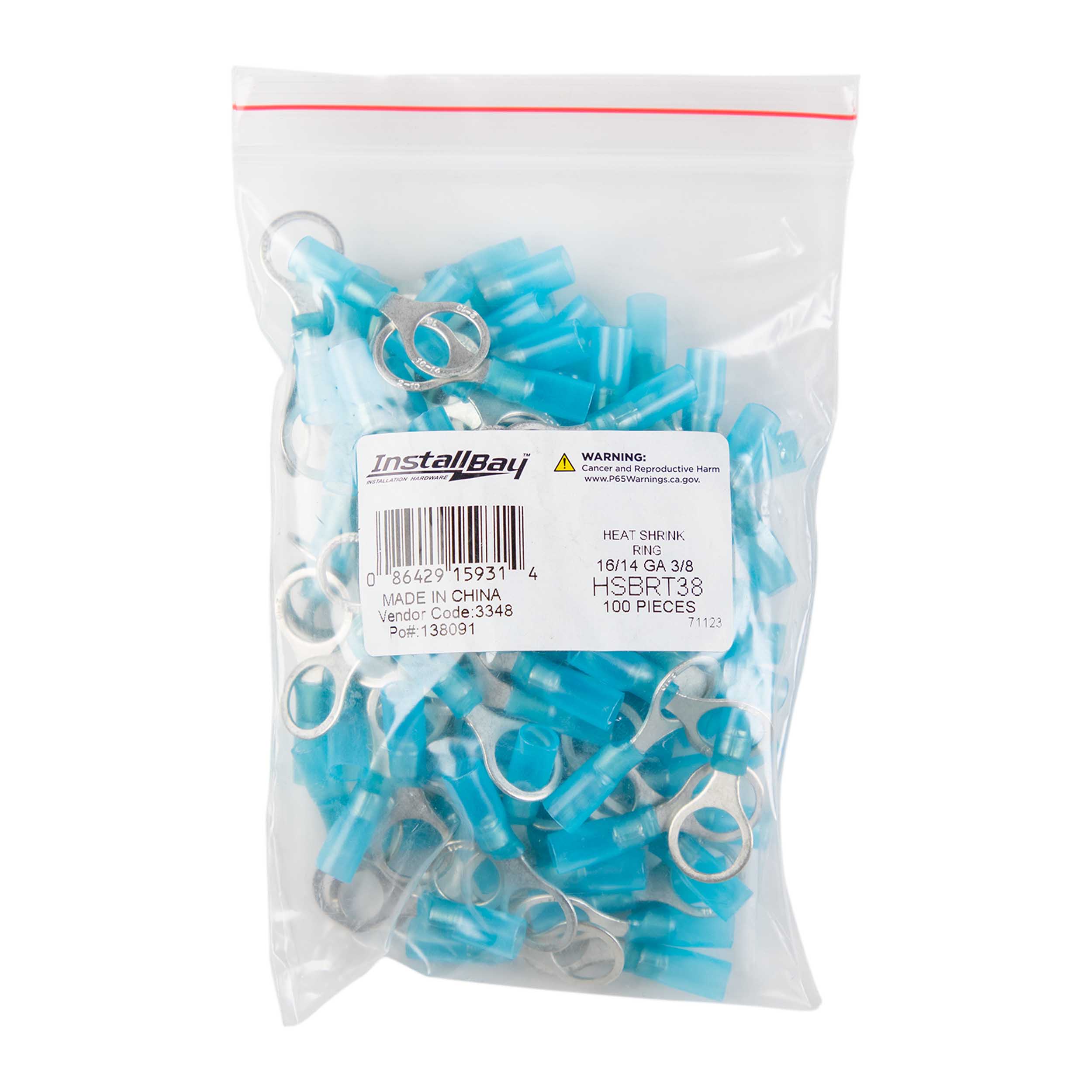 Heat Shrink Blue Ring Terminal 16-14 Gauge 3/8 inch