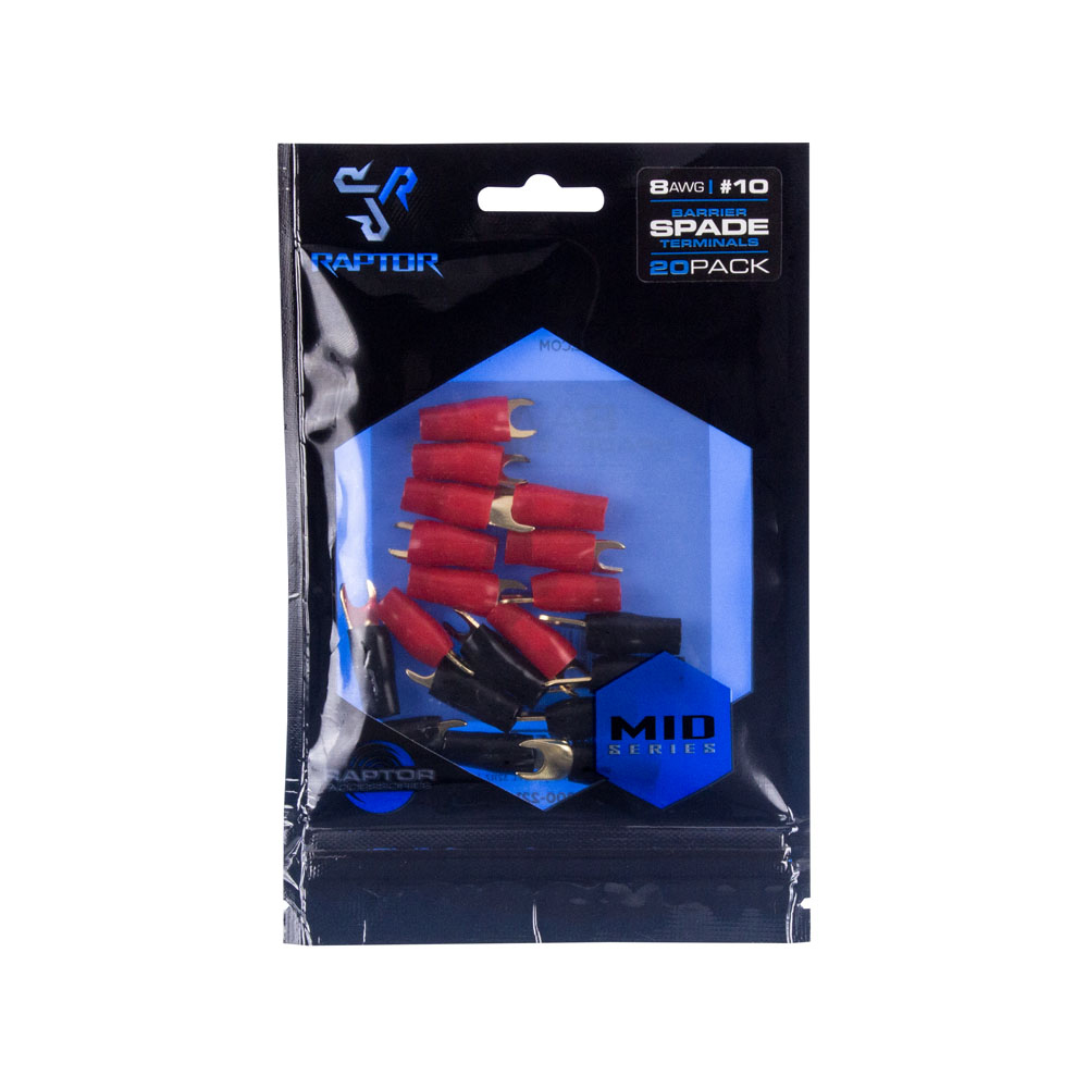 8 AWG Gold Spade Barrier Terminals - MID SERIES - 20PK
