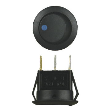 Round Rocker Switch With Blue Led No Leads 20amp - Pack of 5