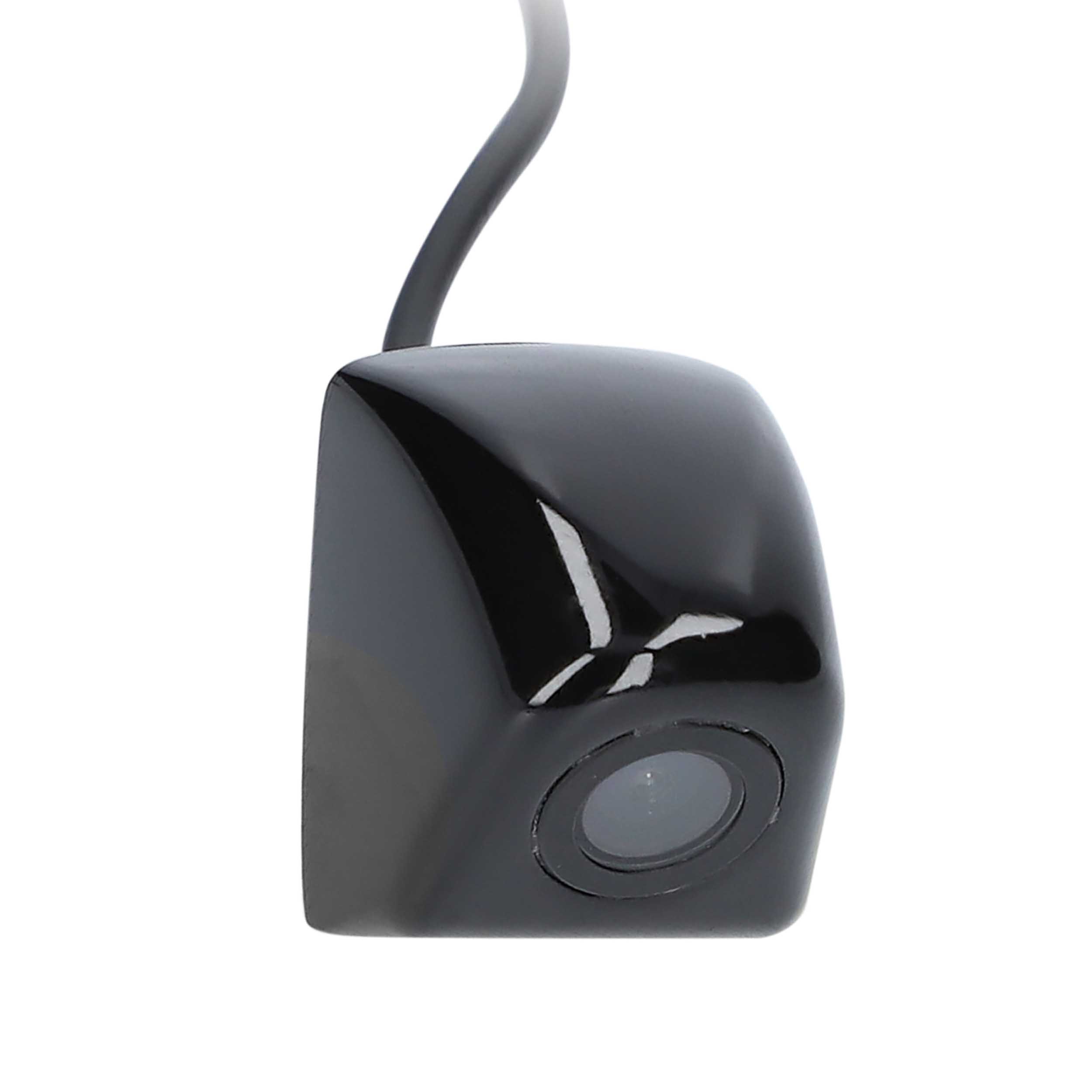 Above License Plate Backup Camera with Black Gloss Metal Hou