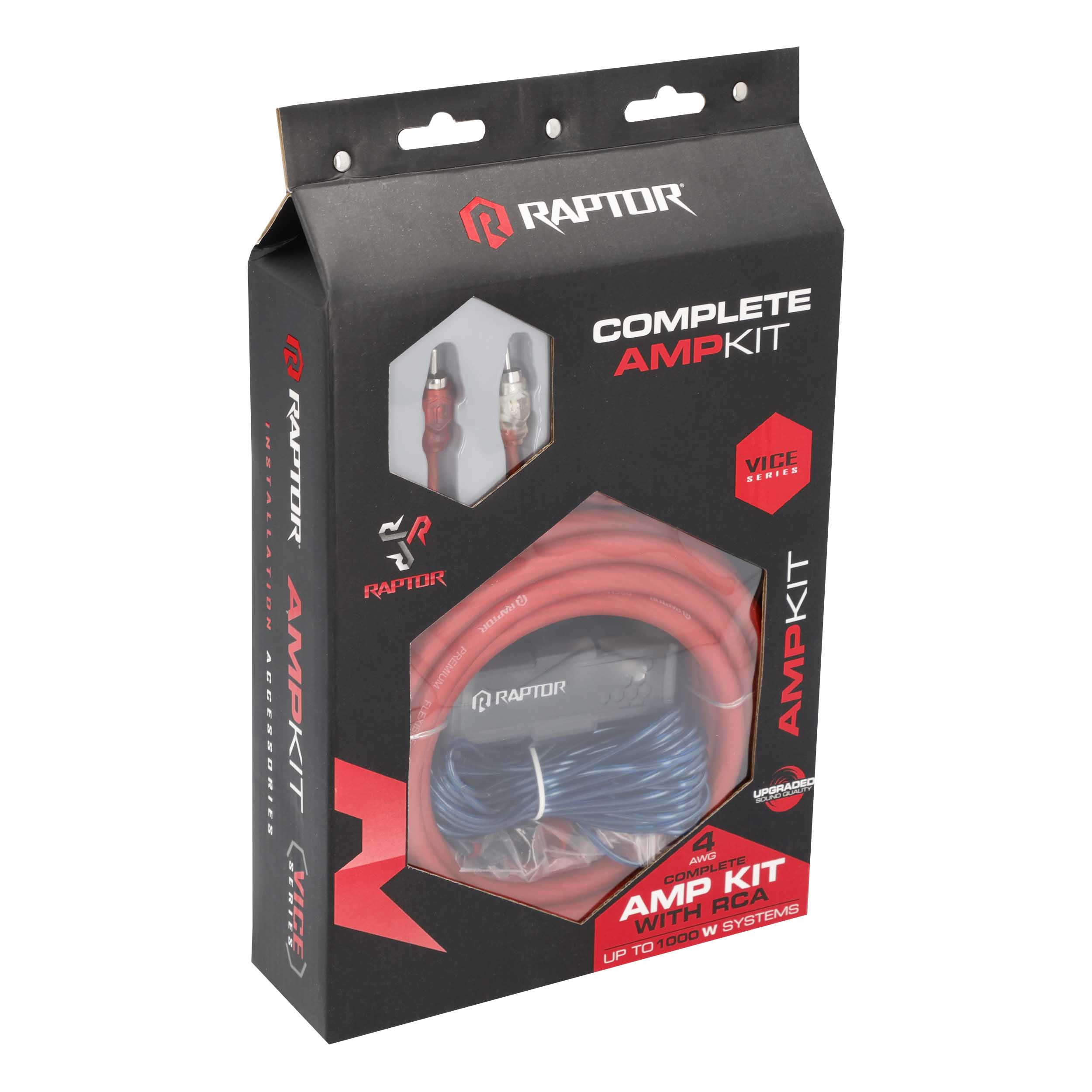 RAPTOR CCA 1000W 4 AWG Amp Kit with RCA Cable - Vice Series