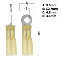 Heat Shrink Yellow Ring Terminal 12-10 Gauge #8