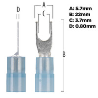 Blue Nylon Spade Terminals 16-14 Gauge #6 - Package of 100