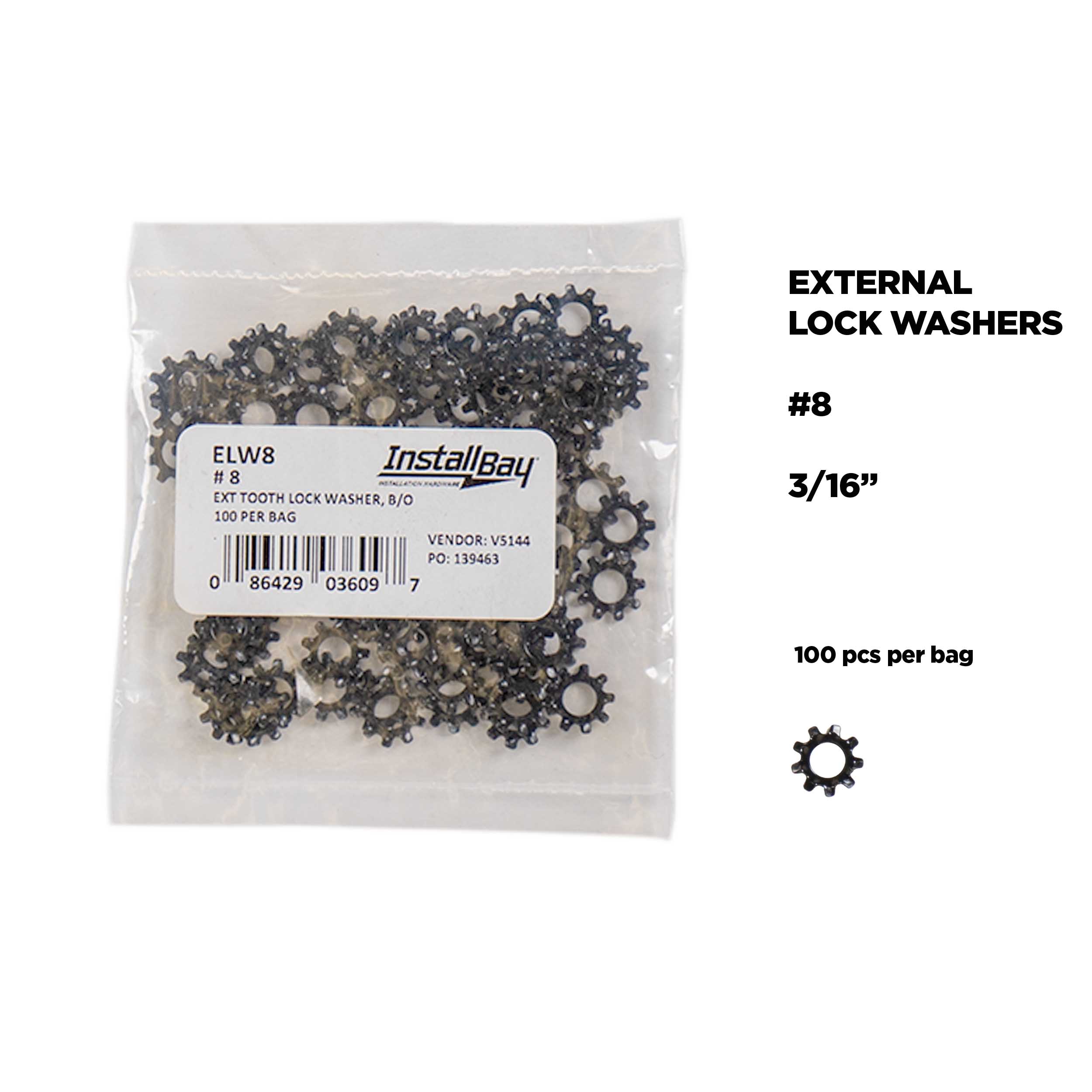 Lock Washer #8 External - Package of 100