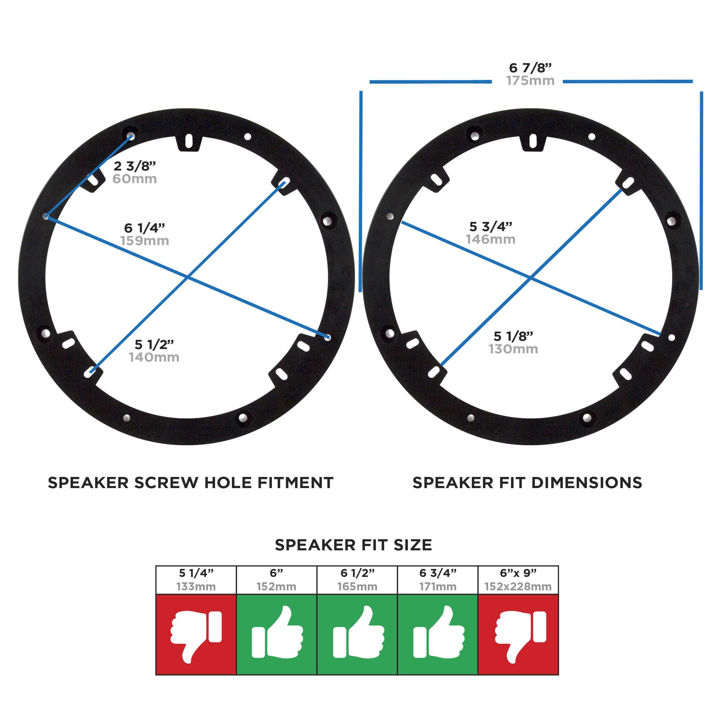 Universal 1 Inch Spacer Rings - 6 to 6.75 Inch