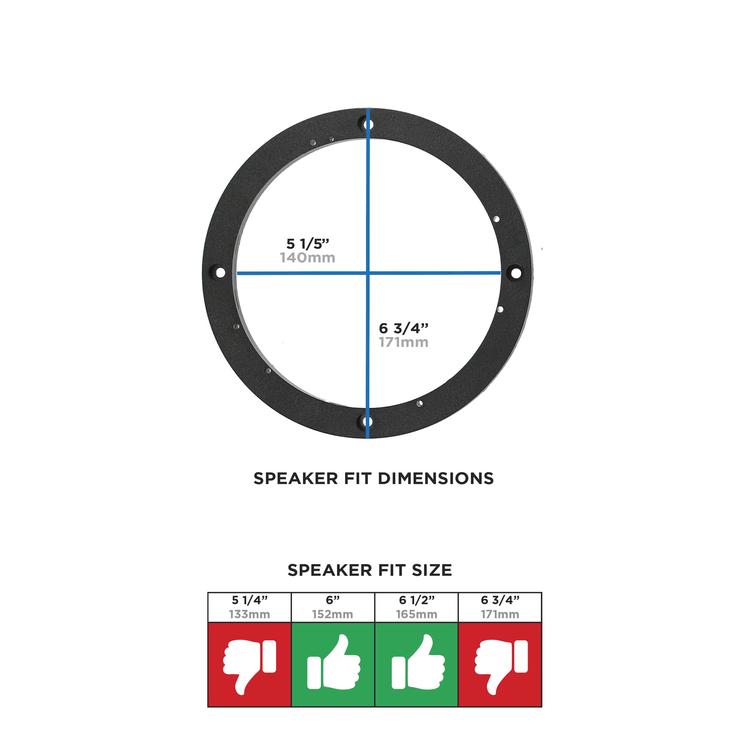 Speaker Spacer - Universal 1/2" for 6" to 6.5" Speakers