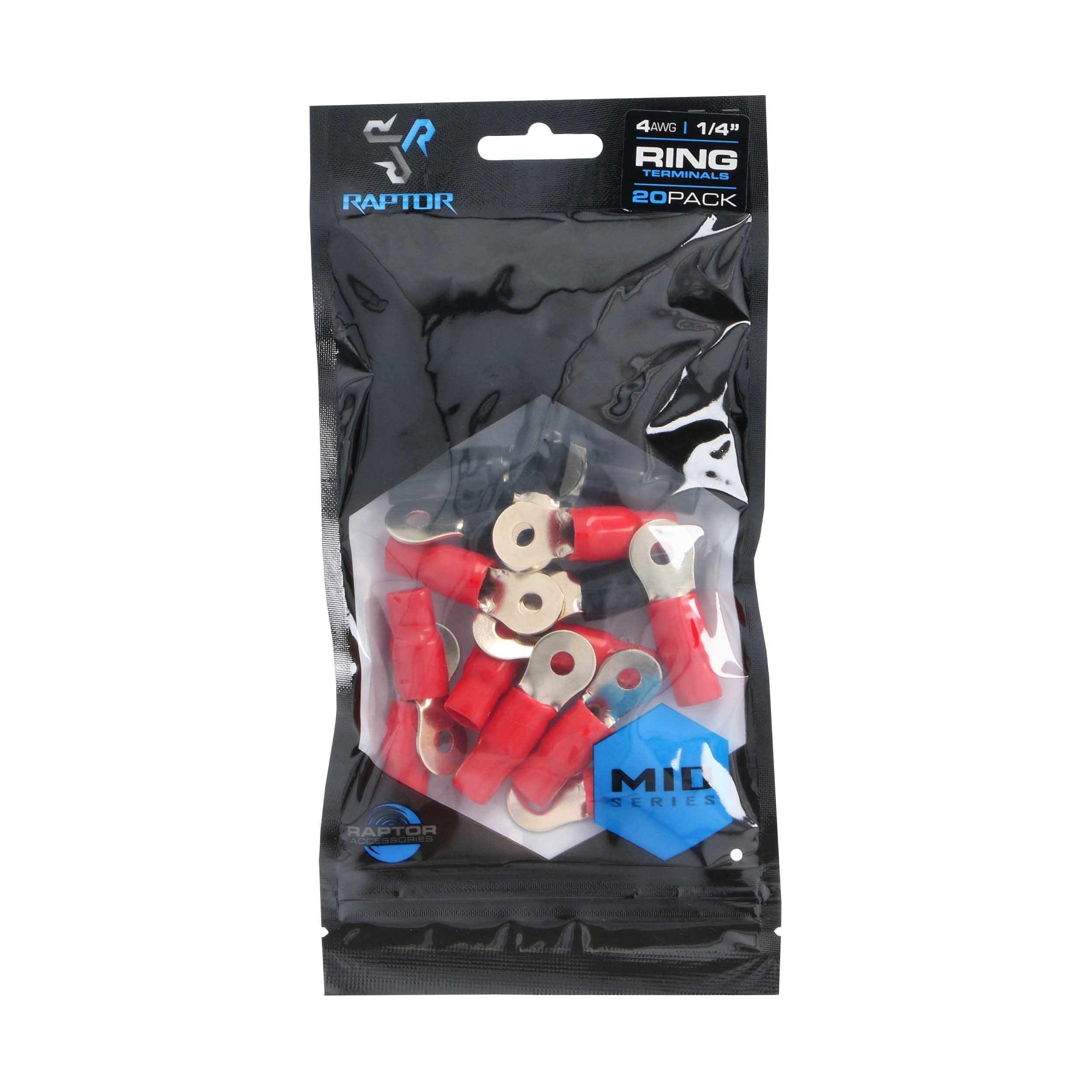 4AWG 1/4in GOLD RING TERMINALS - 20 PK