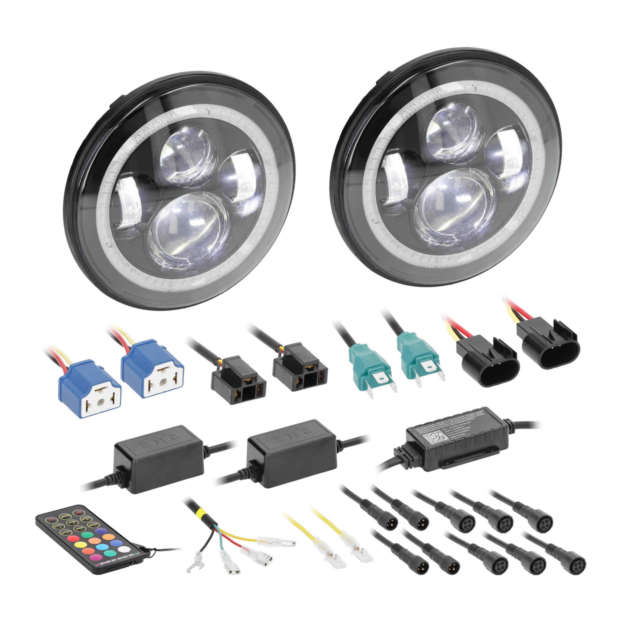 7” LED Headlights with RGB Halo - Fits Select Jeep Wrangler