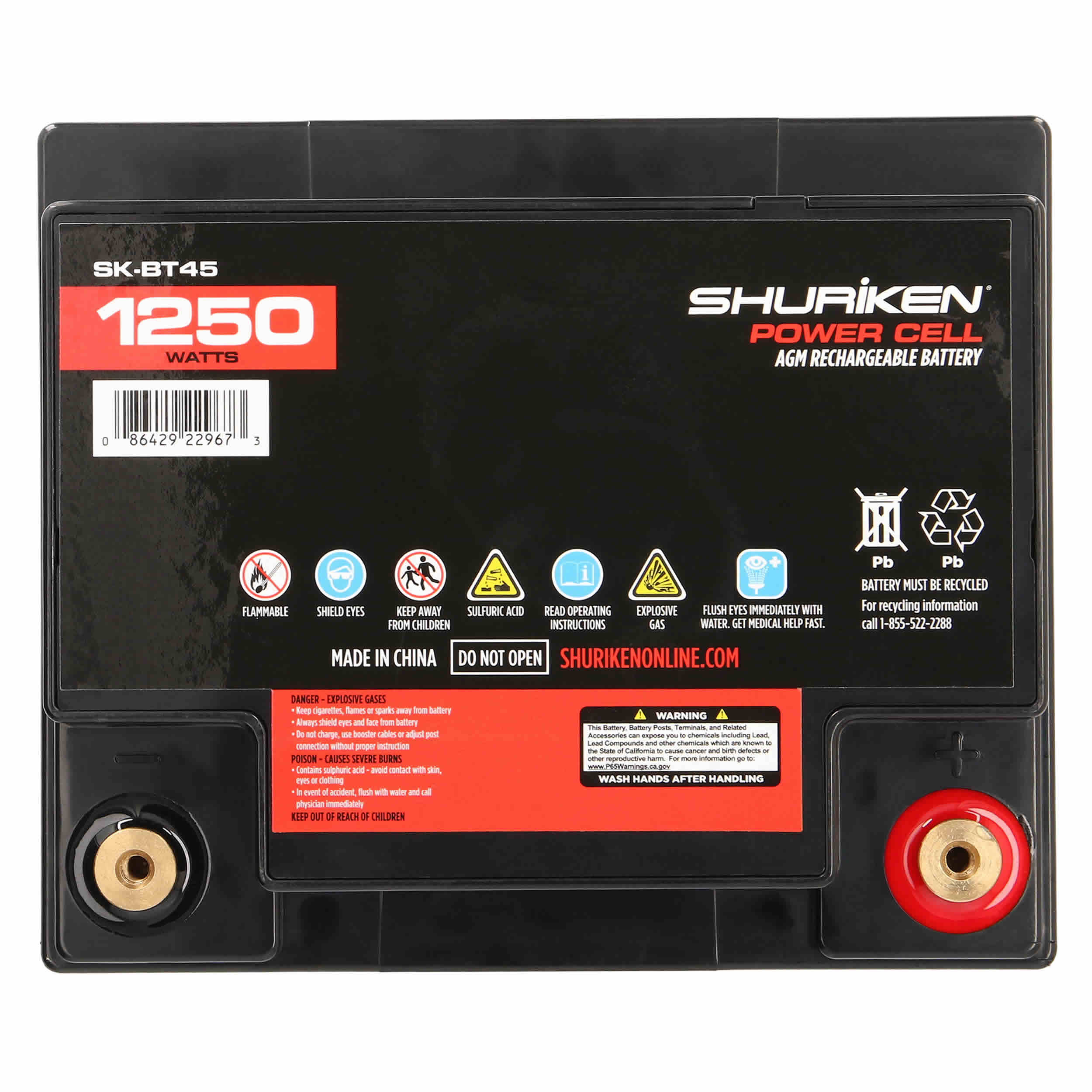 1250W 45AMP Hours Compact Size AGM 12V Battery