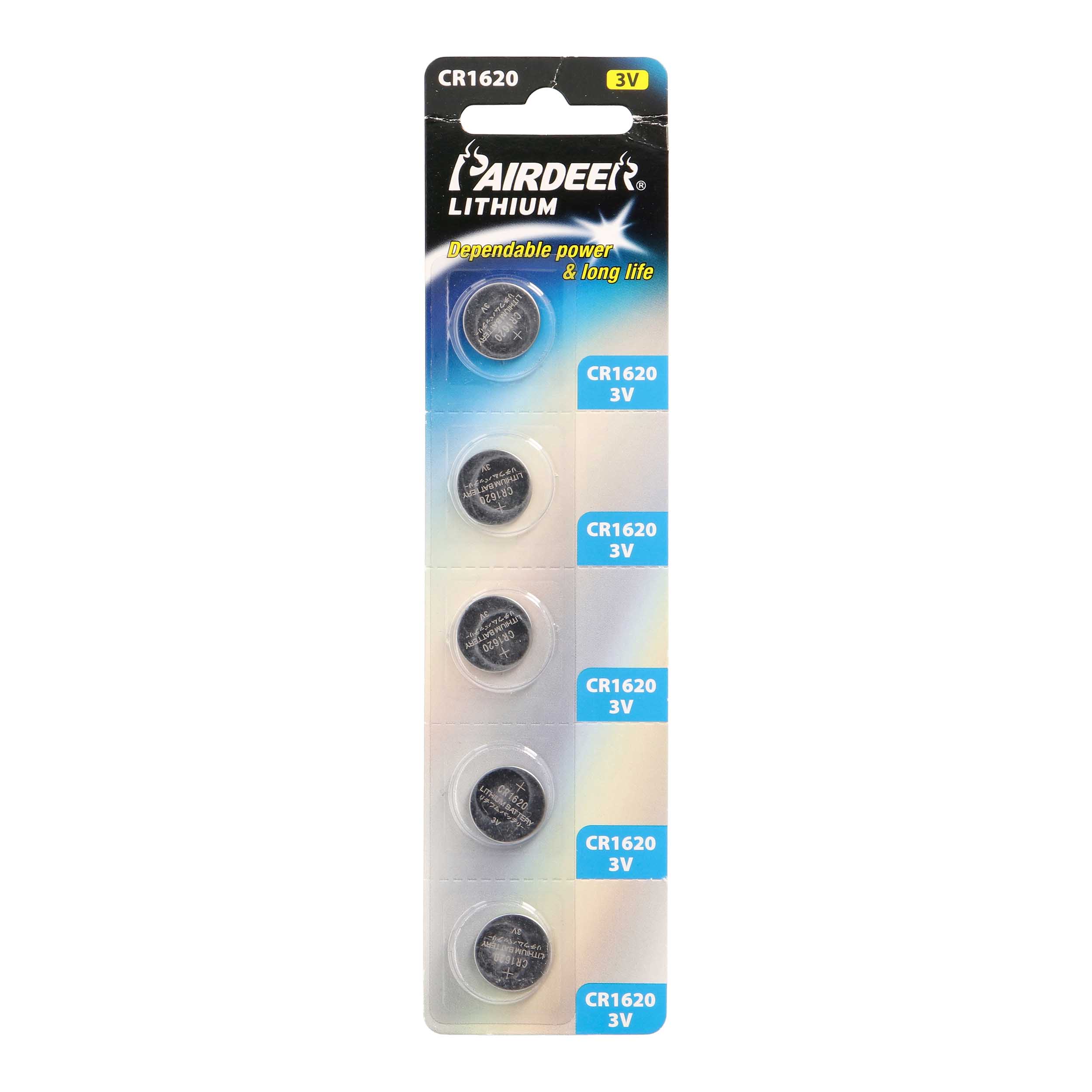 CR1620 Lithium 3-Volt Batteries - 5-Pack