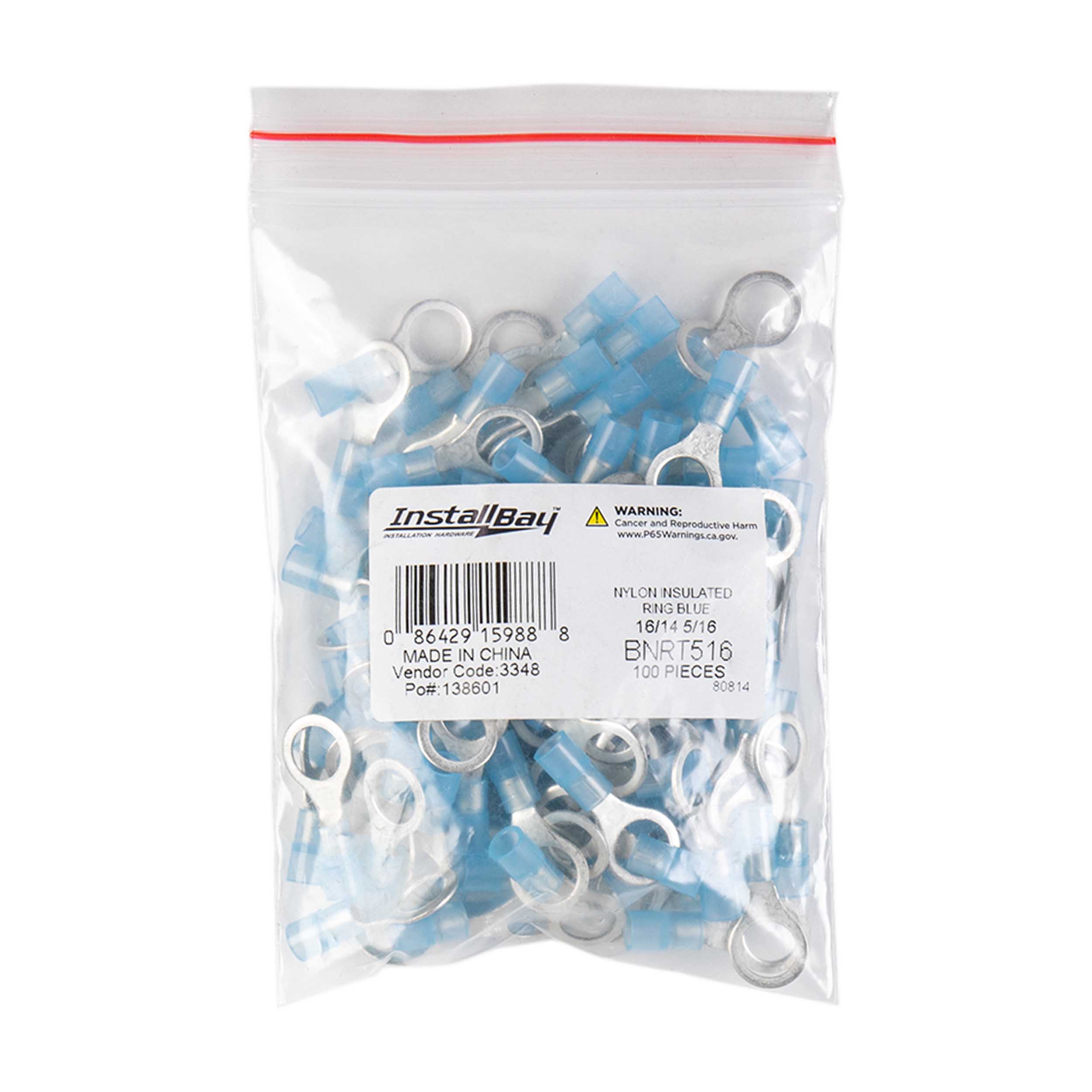 Blue Nylon Ring Terminal 16-14 Gauge 5/16 in - Pack of 100