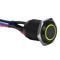Black 12MM Round Illuminated Momentary Switches - Yellow