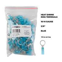 Heat Shrink Blue Ring Terminal 16-14 Gauge 3/8 inch