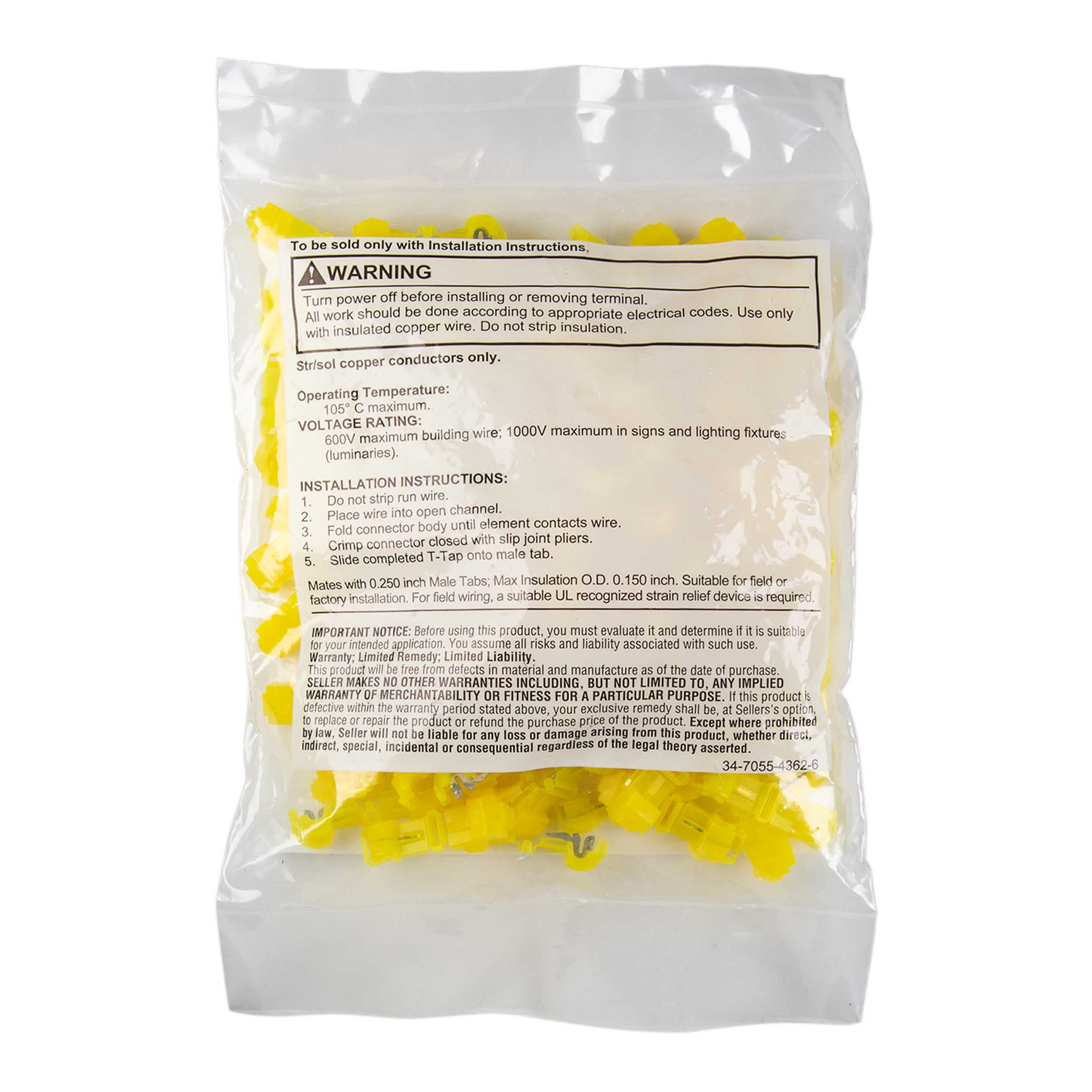 3M™ Yellow T-Tap 12/10 Gauge - Package of 100