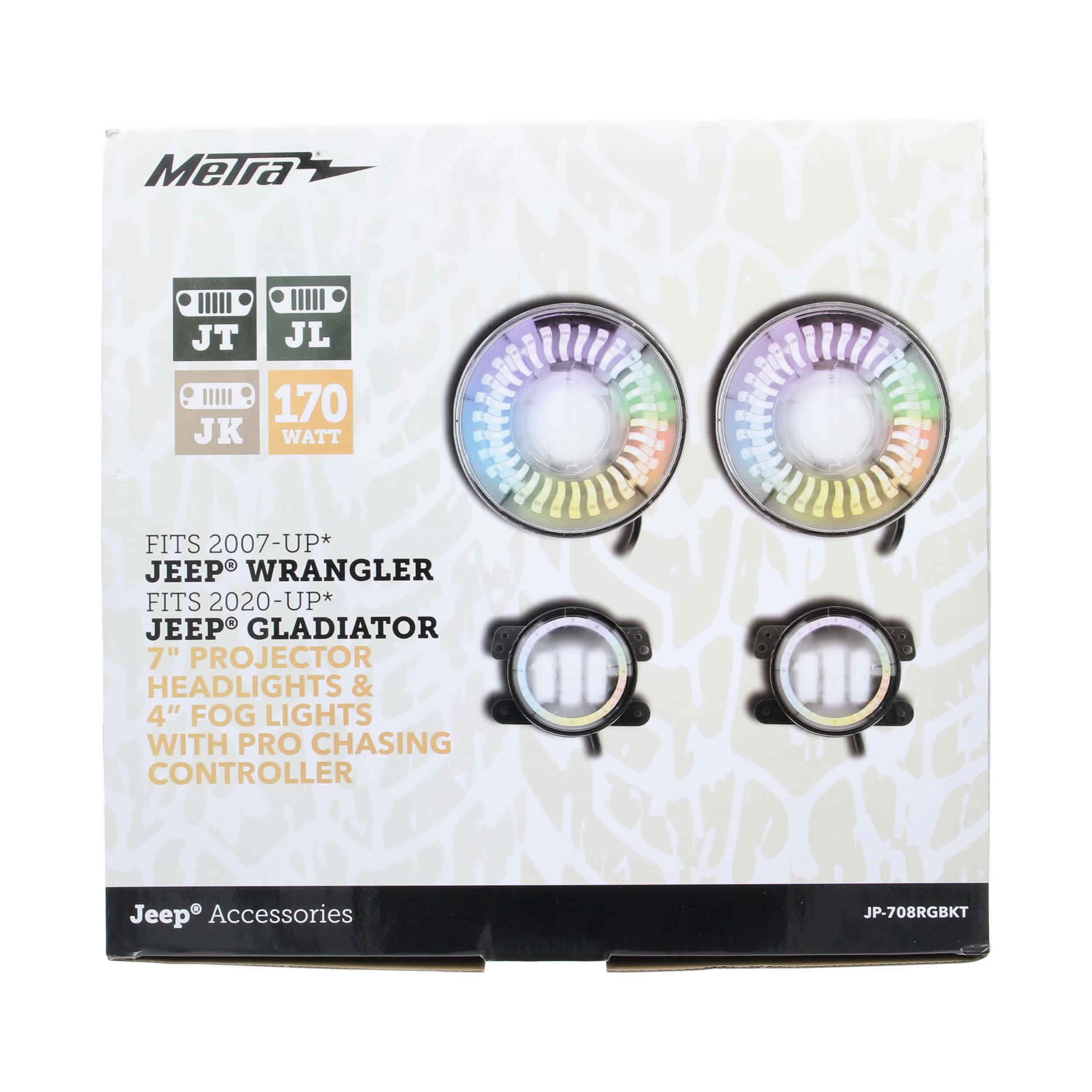 Chasing RGB 7" Projector lights & 4" Fog Lights w/Controller