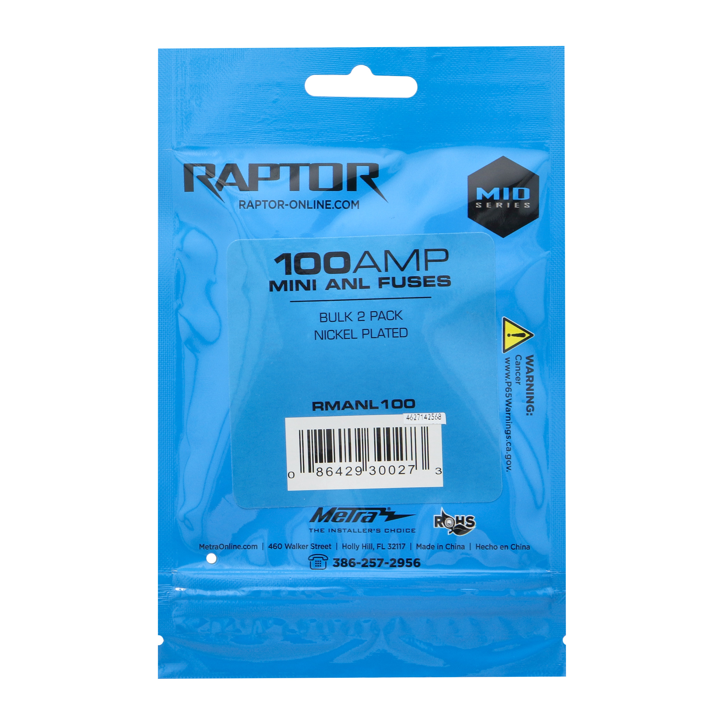 100 AMP Mini ANL Fuses Nickel Plated - MID SERIES - 2 PK