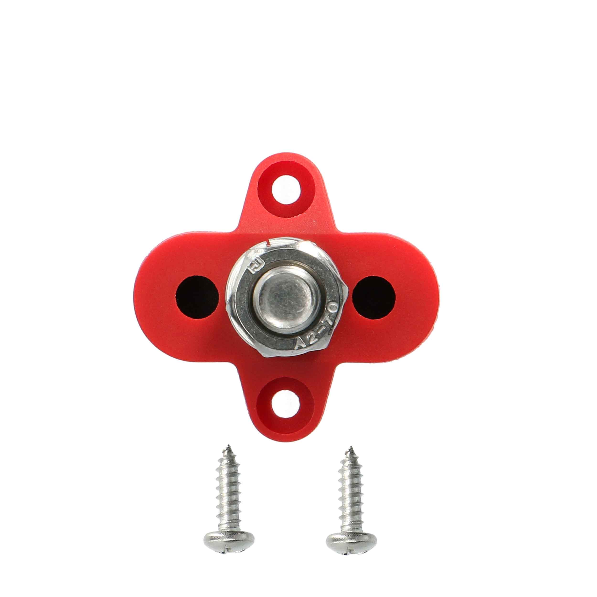 Red M10 Single Terminal Stud - 3/8 Inch