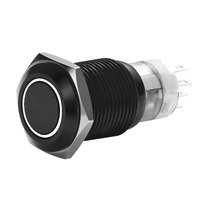 19 MM BLACK MOMENTARY SWITCH WITH HARNESS 5A IP67 - WHITE