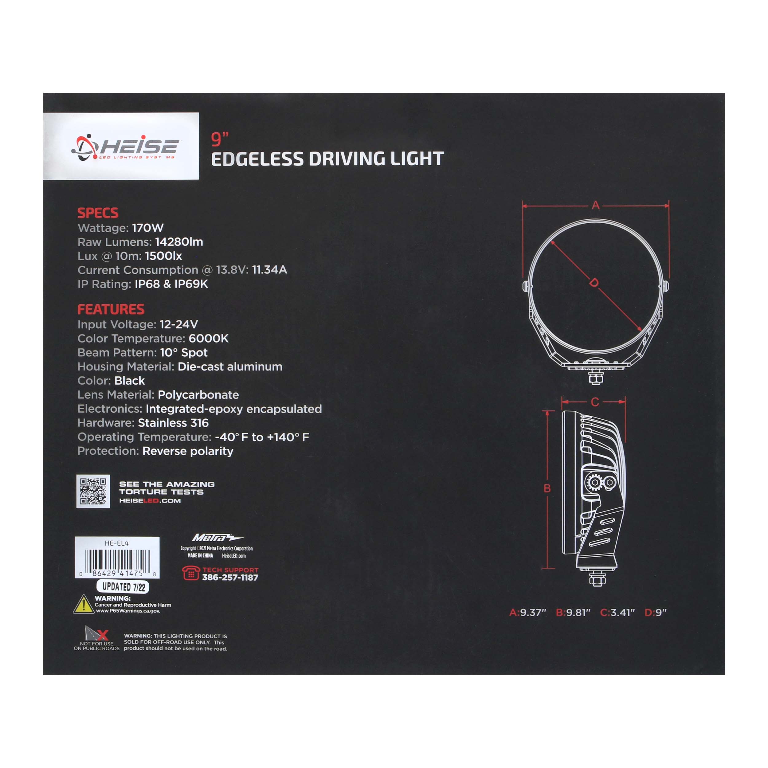 9" Edgeless Driving Light Spot