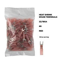 Heat Shrink Red Vinyl Spade Term 22/18 Gauge #8 - 100 pack
