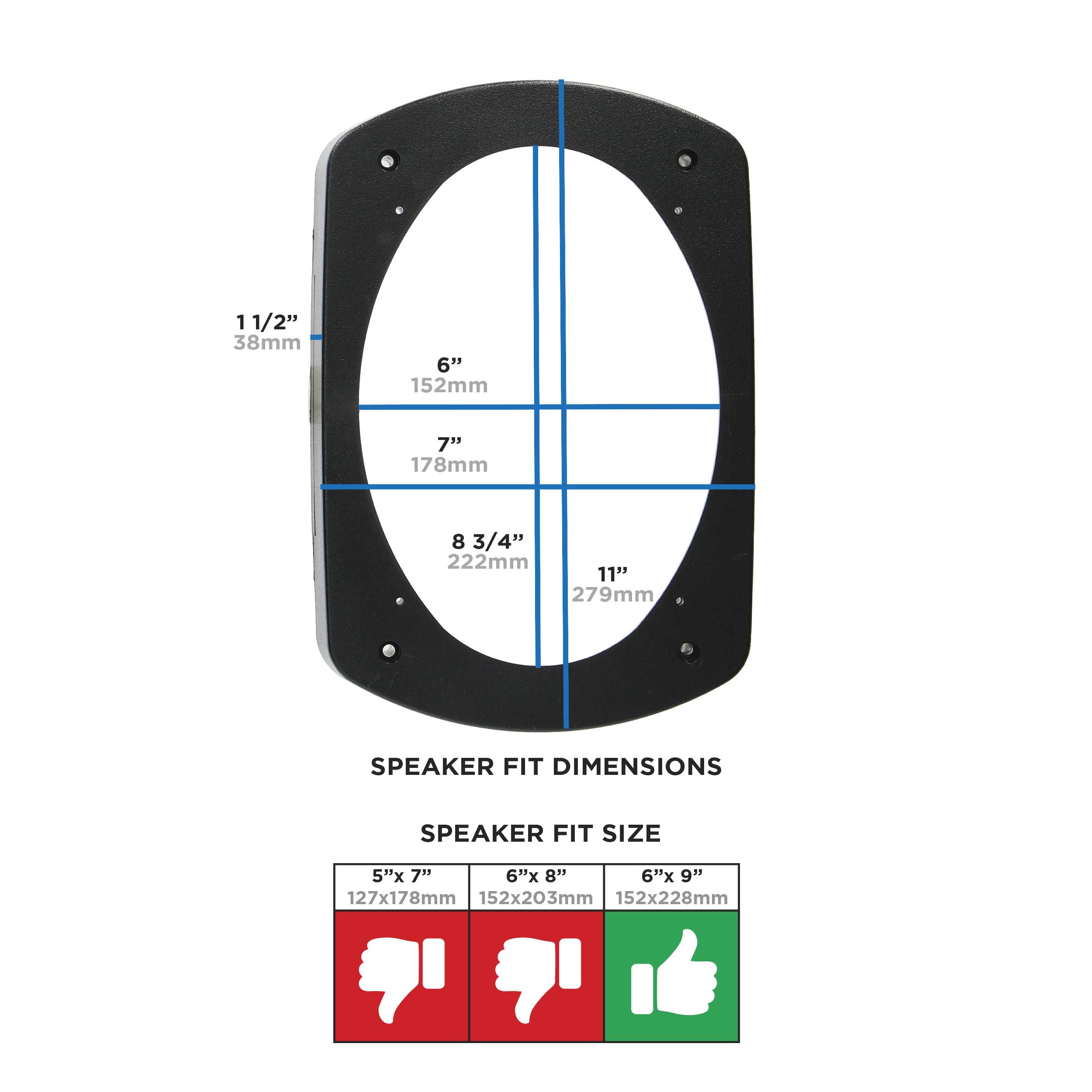 Speaker Spacer - Universal 1.5" for 6"x9" Speakers