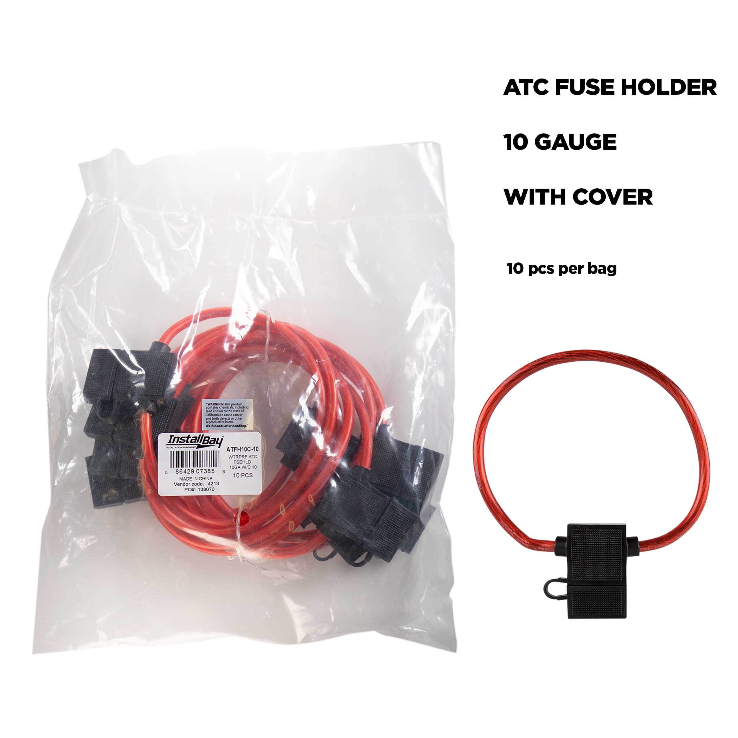ATC Fuse Holder With Cover 10 Gauge - Package of 10