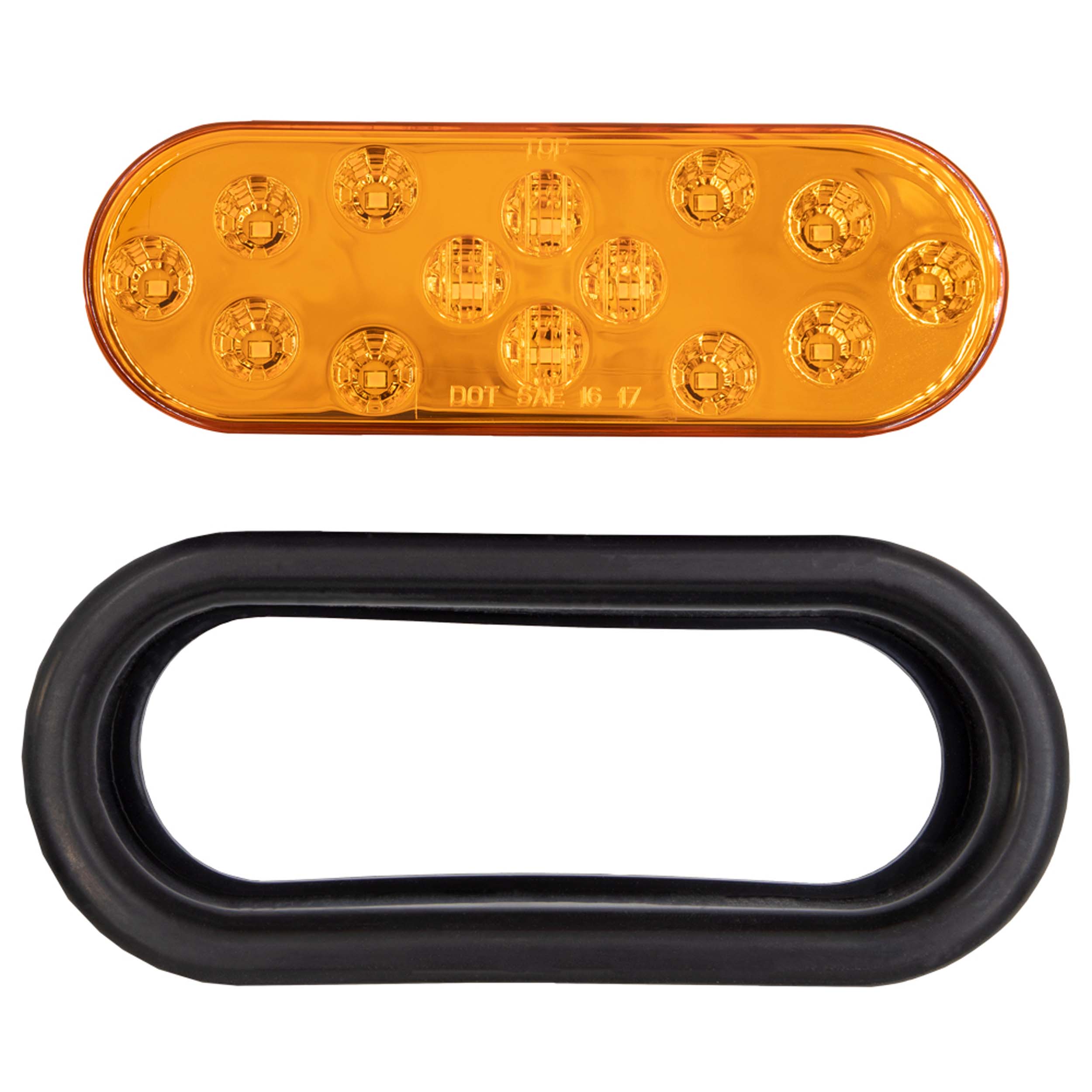 Oval Amber Light with Grommet - 6 Inch, 14 LED
