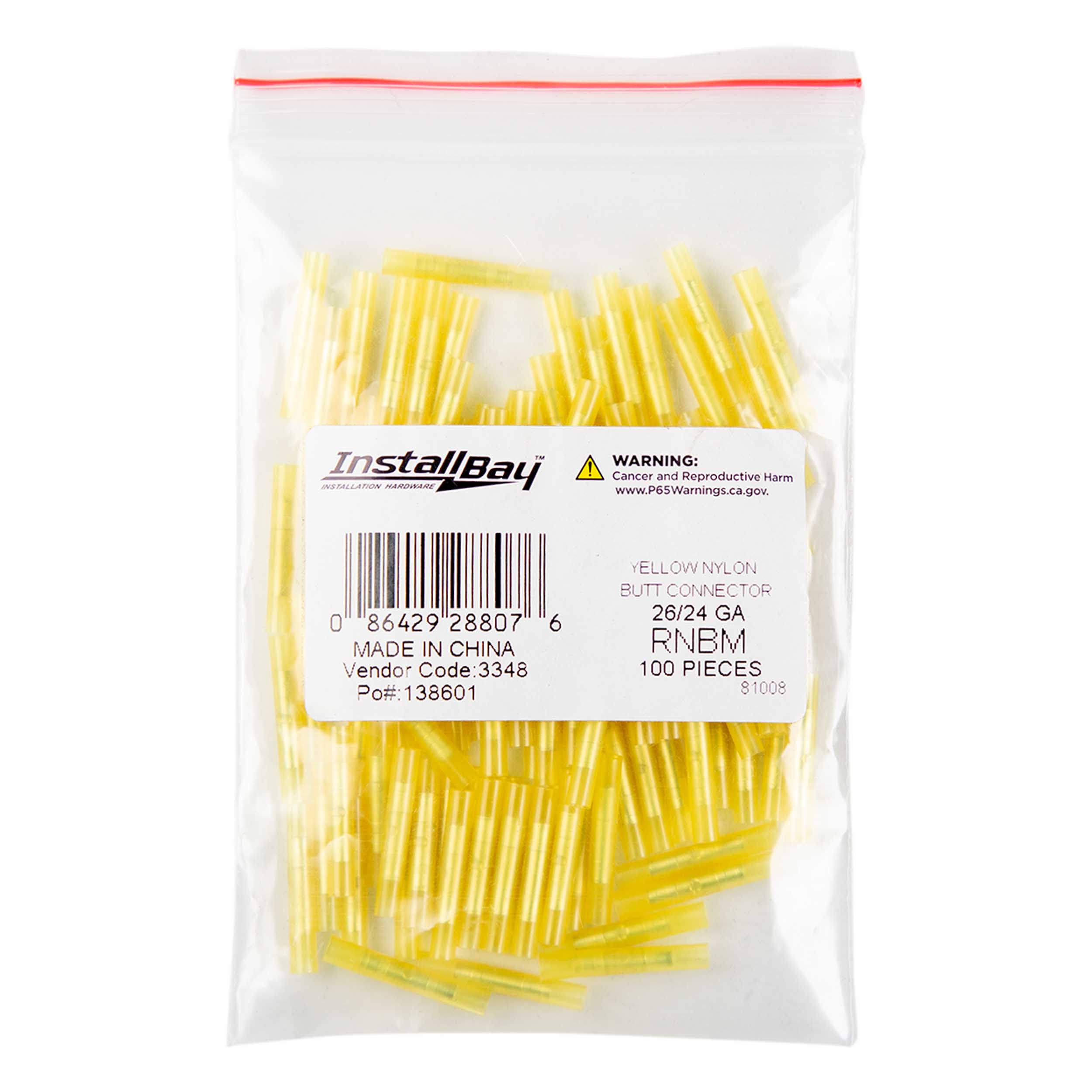 Mini Nylon Butt Connectors 24/26 GA - 100 Pack