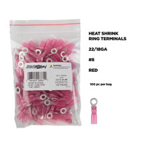 Heat Shrink Red Ring Terminal 22-18 Gauge #8