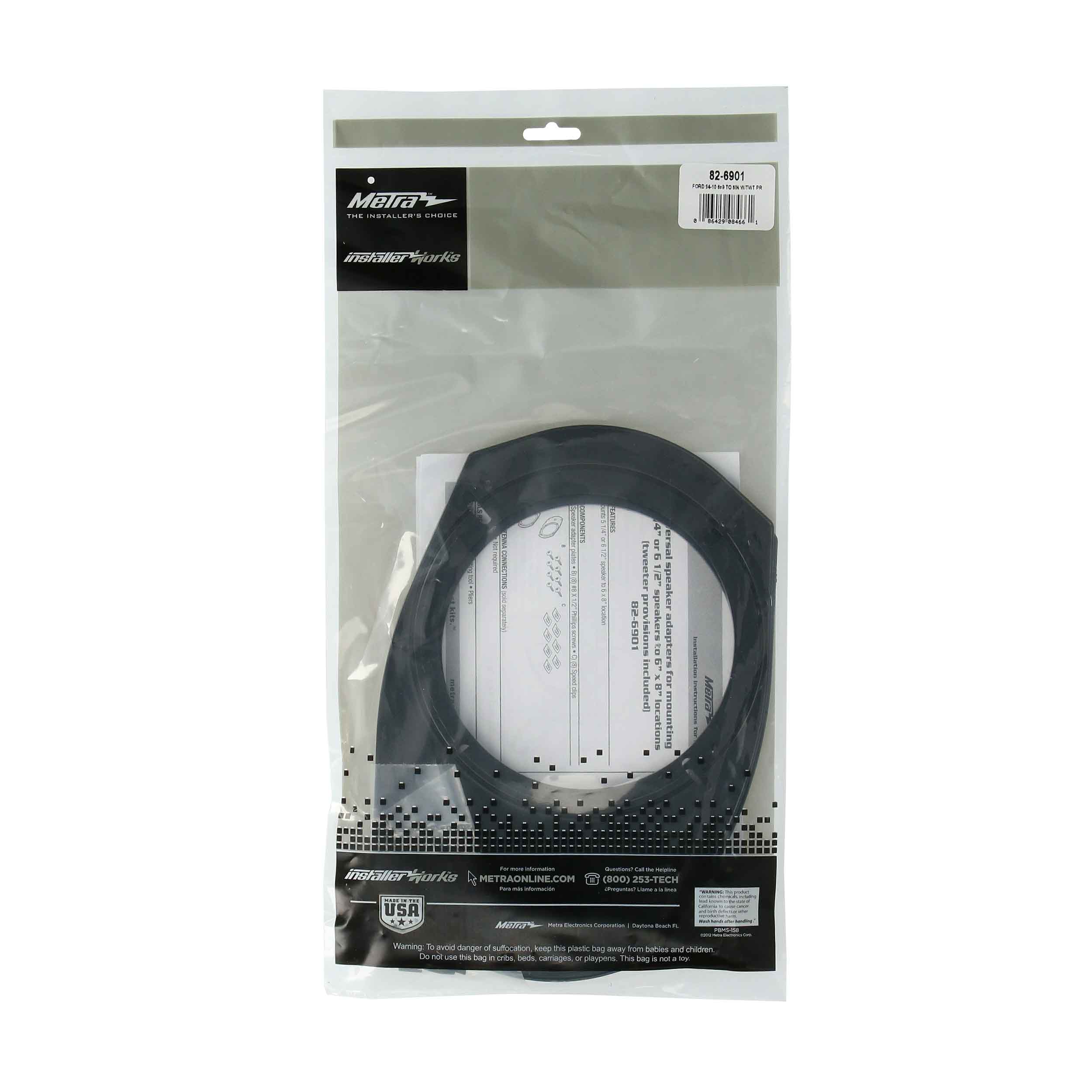 Speaker Adapter Plates - Universal 6”X9” To 6.5” & Tweeter