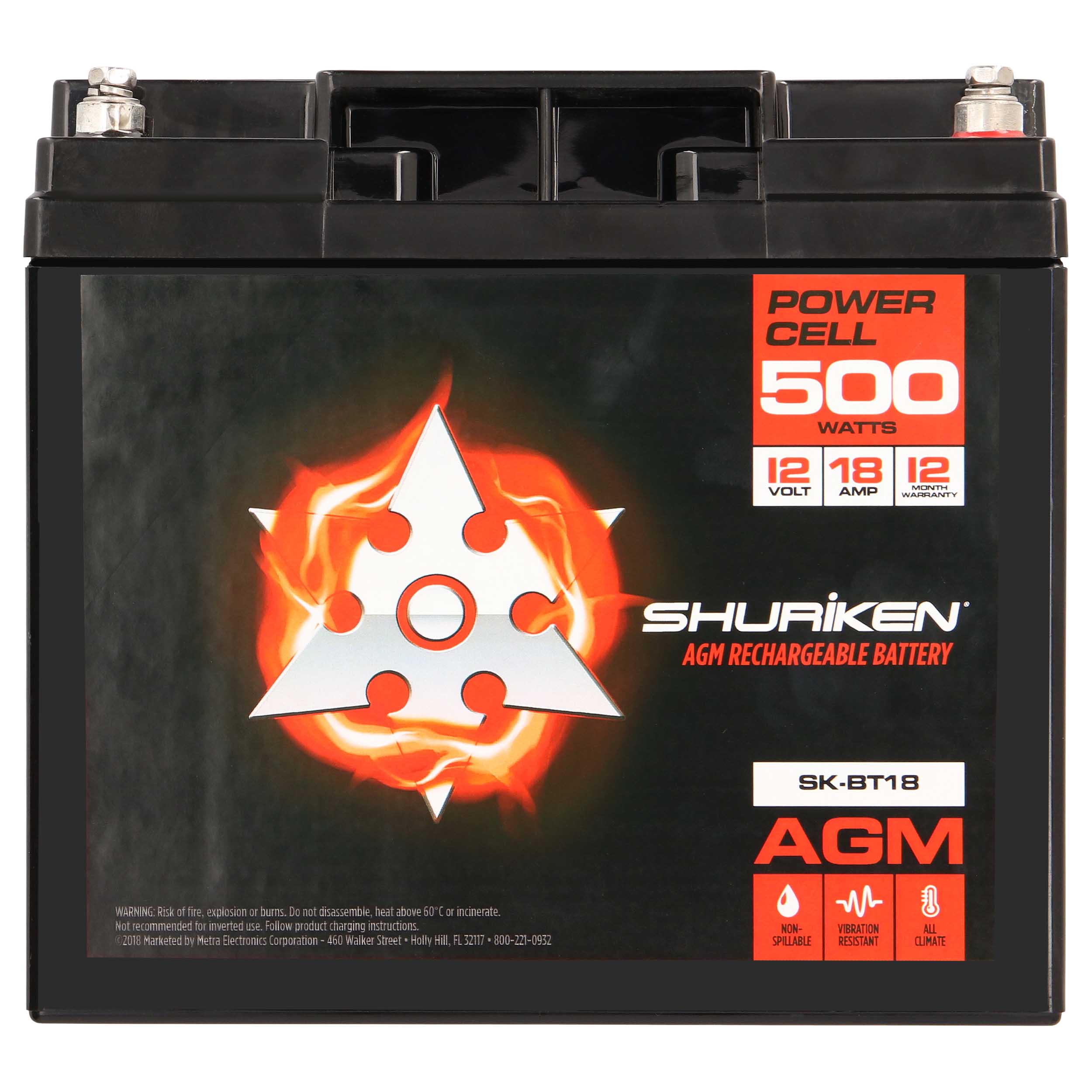 500W 18AMP Hours Compact Size AGM 12V Battery