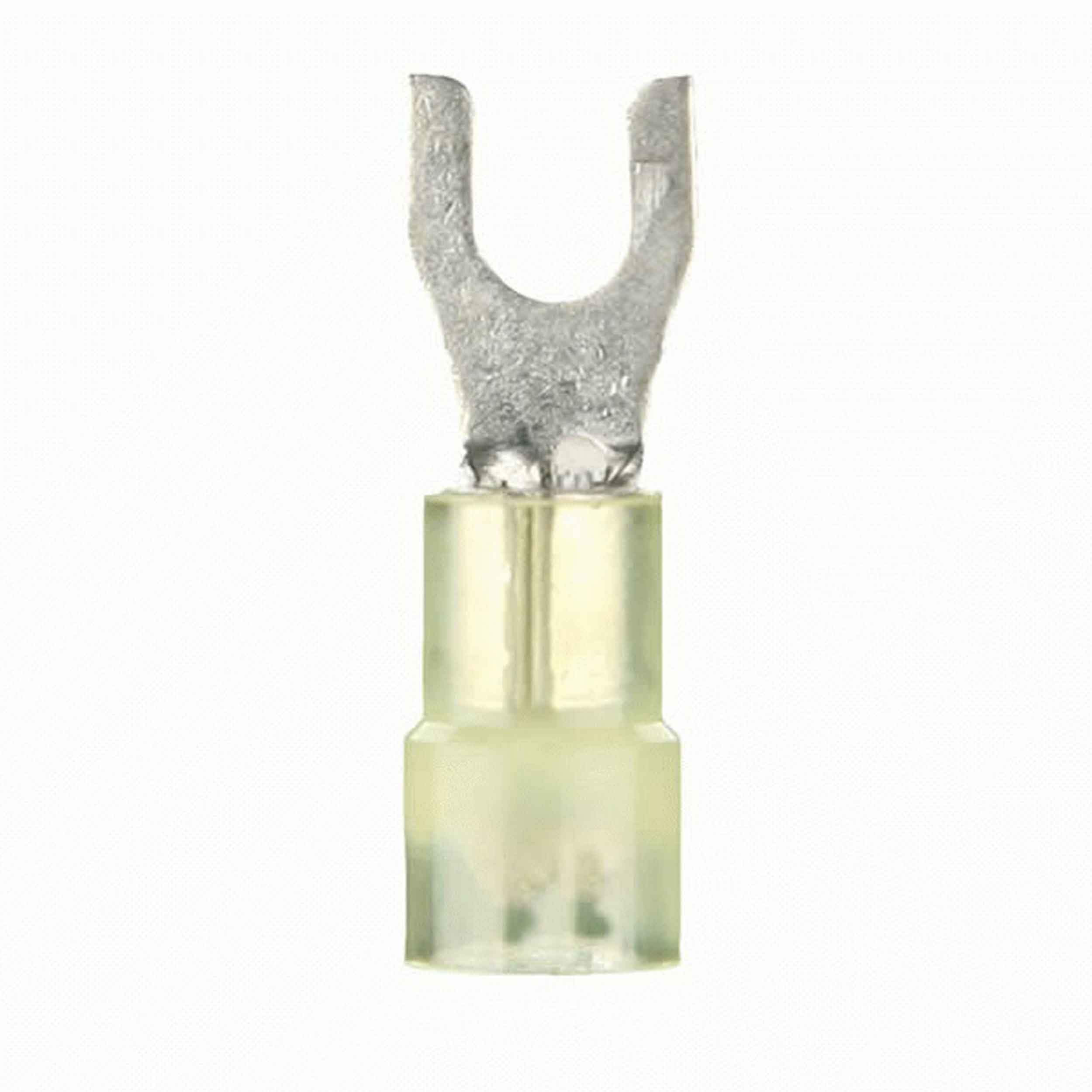 Yellow Nylon Spade Terminal 12-10 Gauge #6 - Package of 100