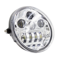 7 In 8 LED Oblong Oval Motorcycle Light - Chrome Front Face